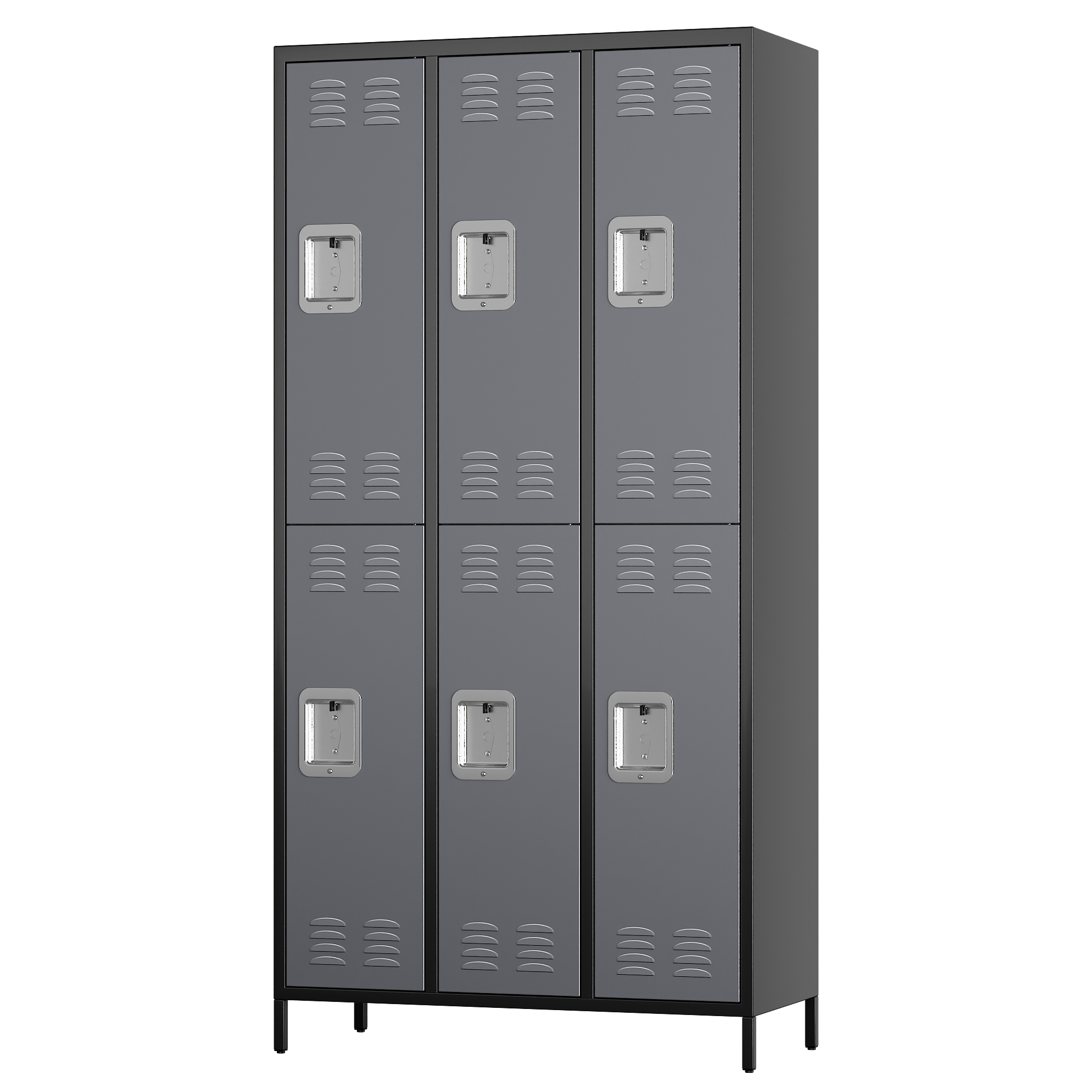 Aobabo Metal Storage Locker (6 Door-Black&Grey)