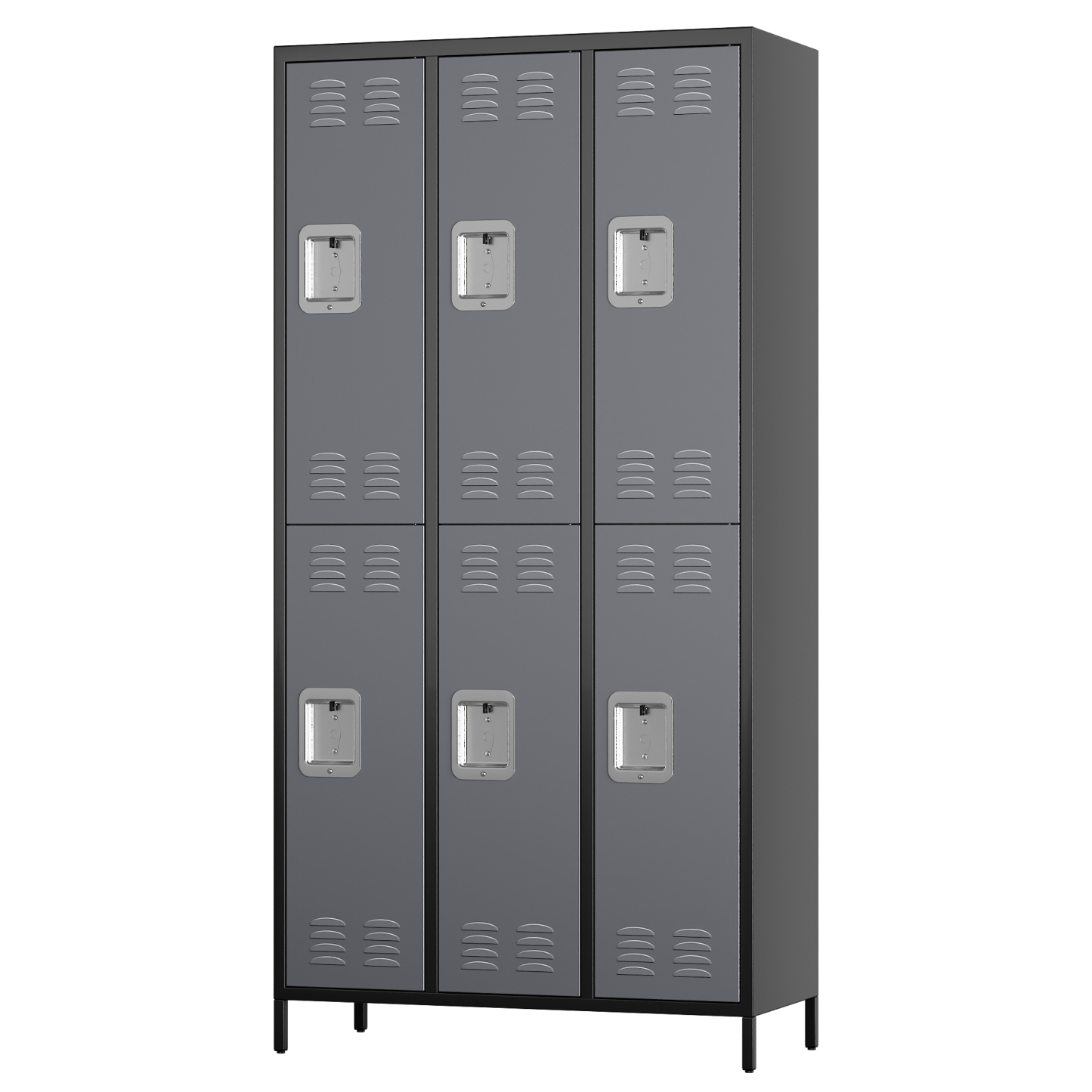 Aobabo Metal Storage Locker (6 Door-Black&Grey)