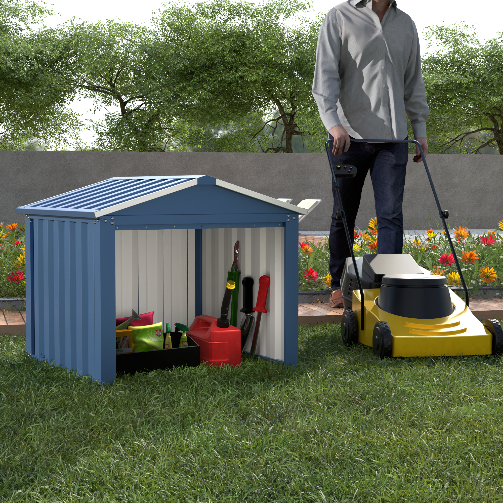 Metal Outdoor Small Storage Shed 3FT x 3FT,Blue