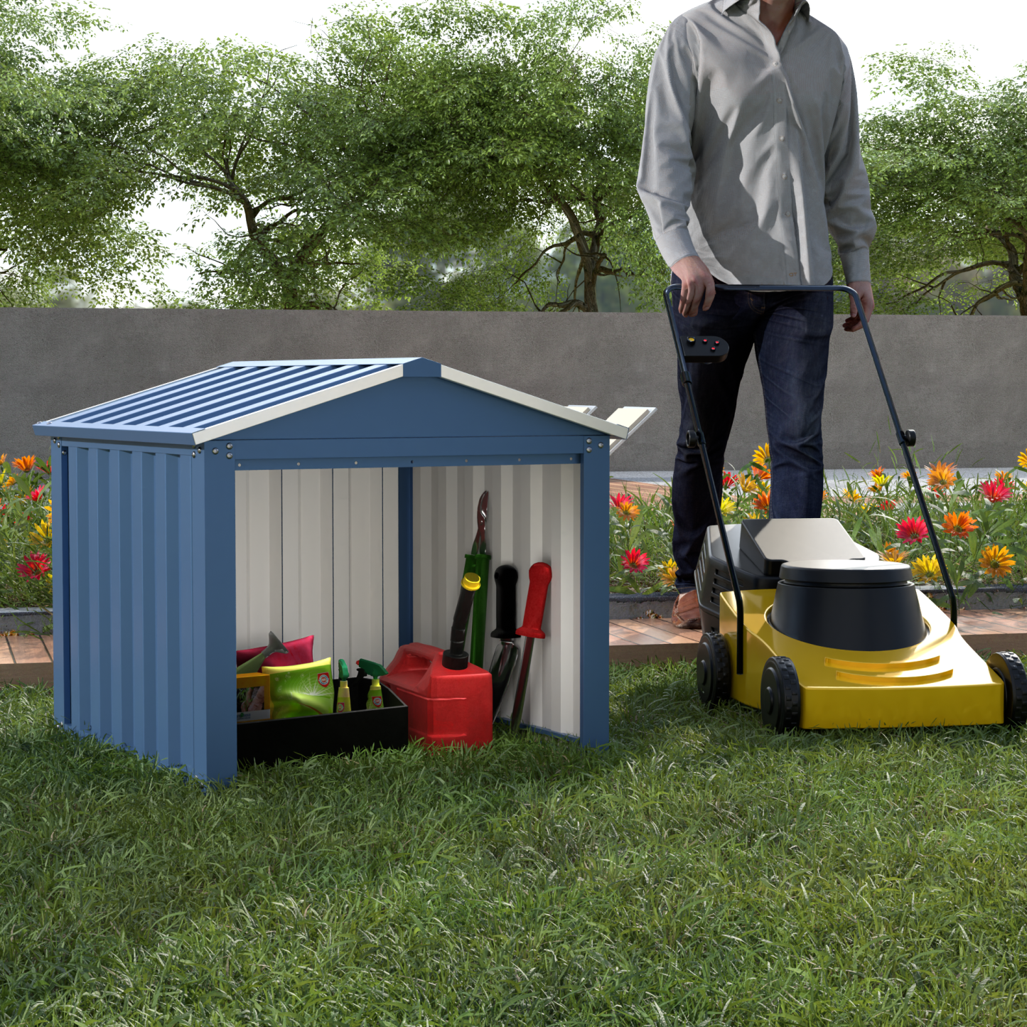 Metal Outdoor Small Storage Shed 3FT x 3FT,Blue