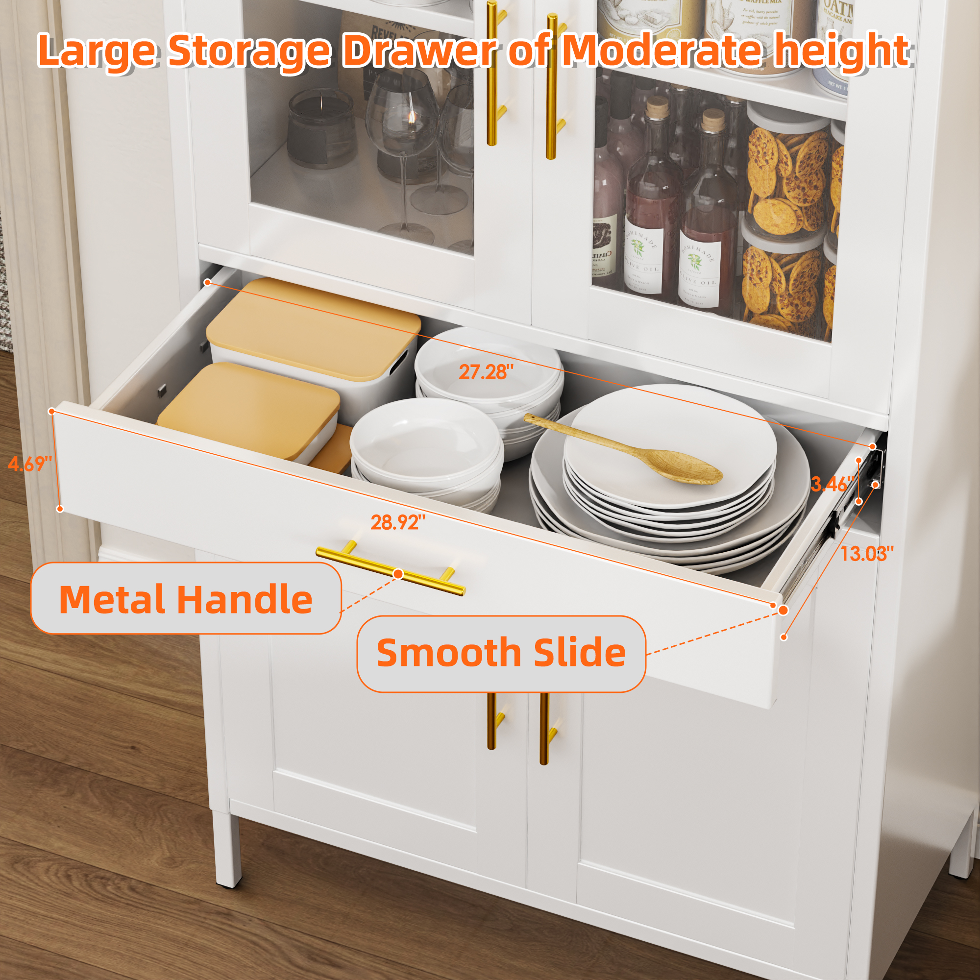 Aobabo 73'' H Metal Arched Storage Display Cabinet with Drawer,  