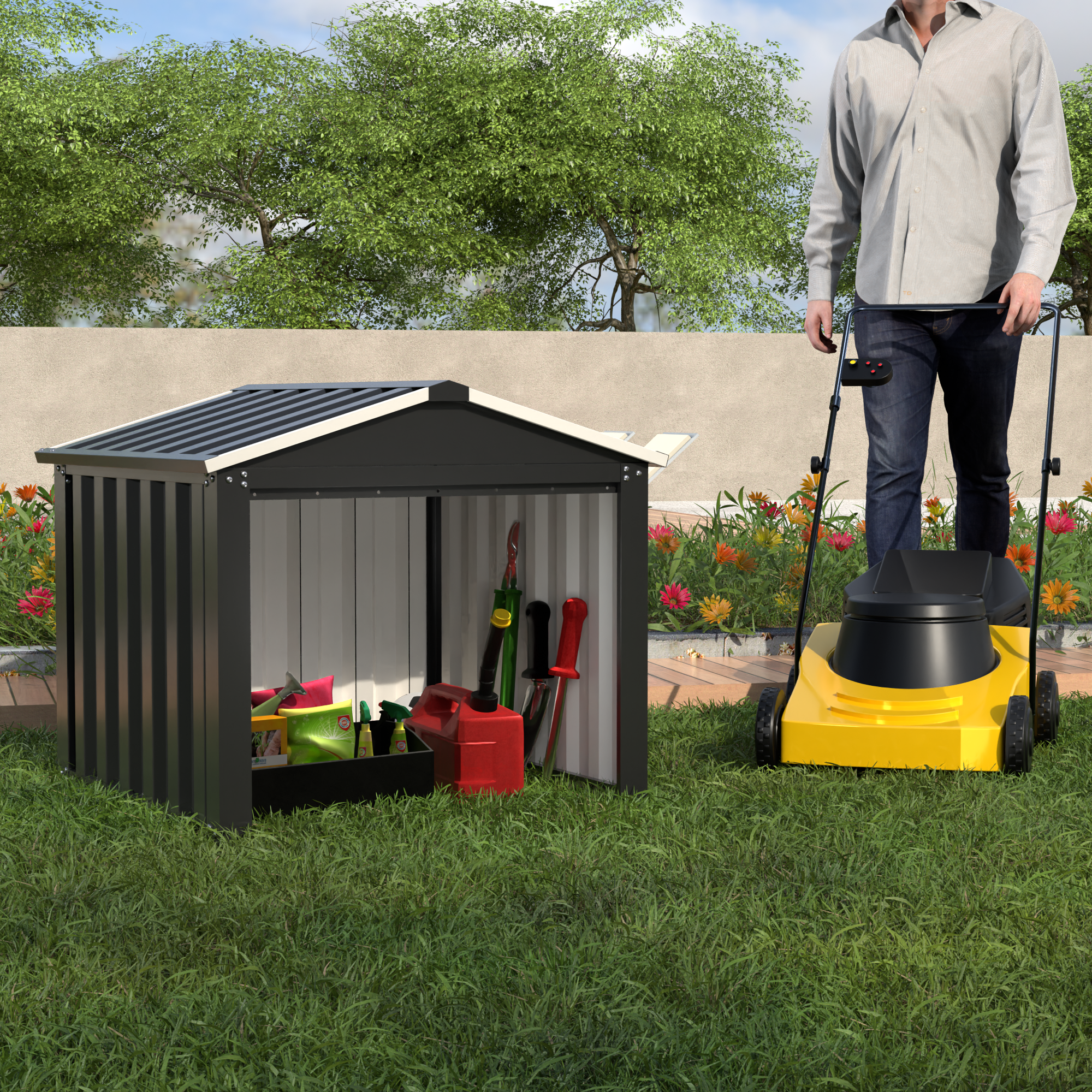 Metal Outdoor Small Storage Shed 3FT x 3FT,Black