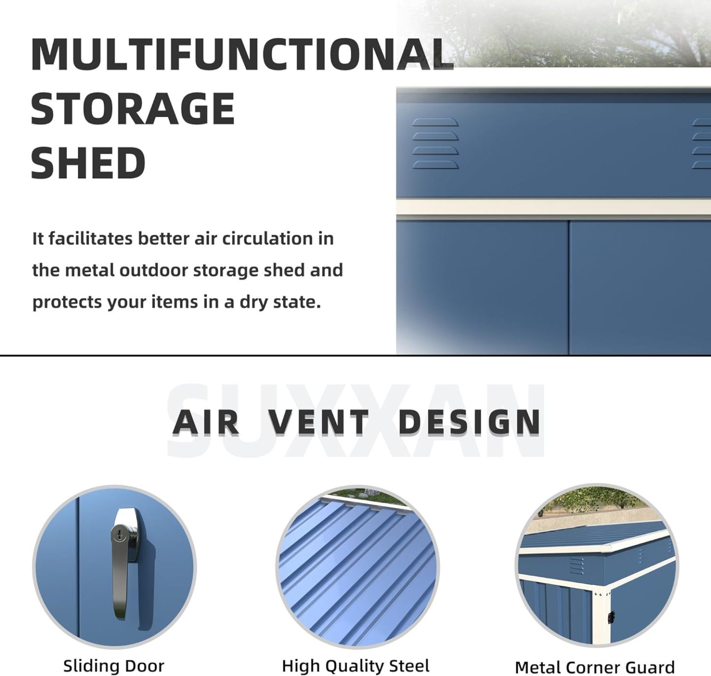 Aobabo Metal Outdoor Storage Shed 4FT x 3FT, Blue (D 644)