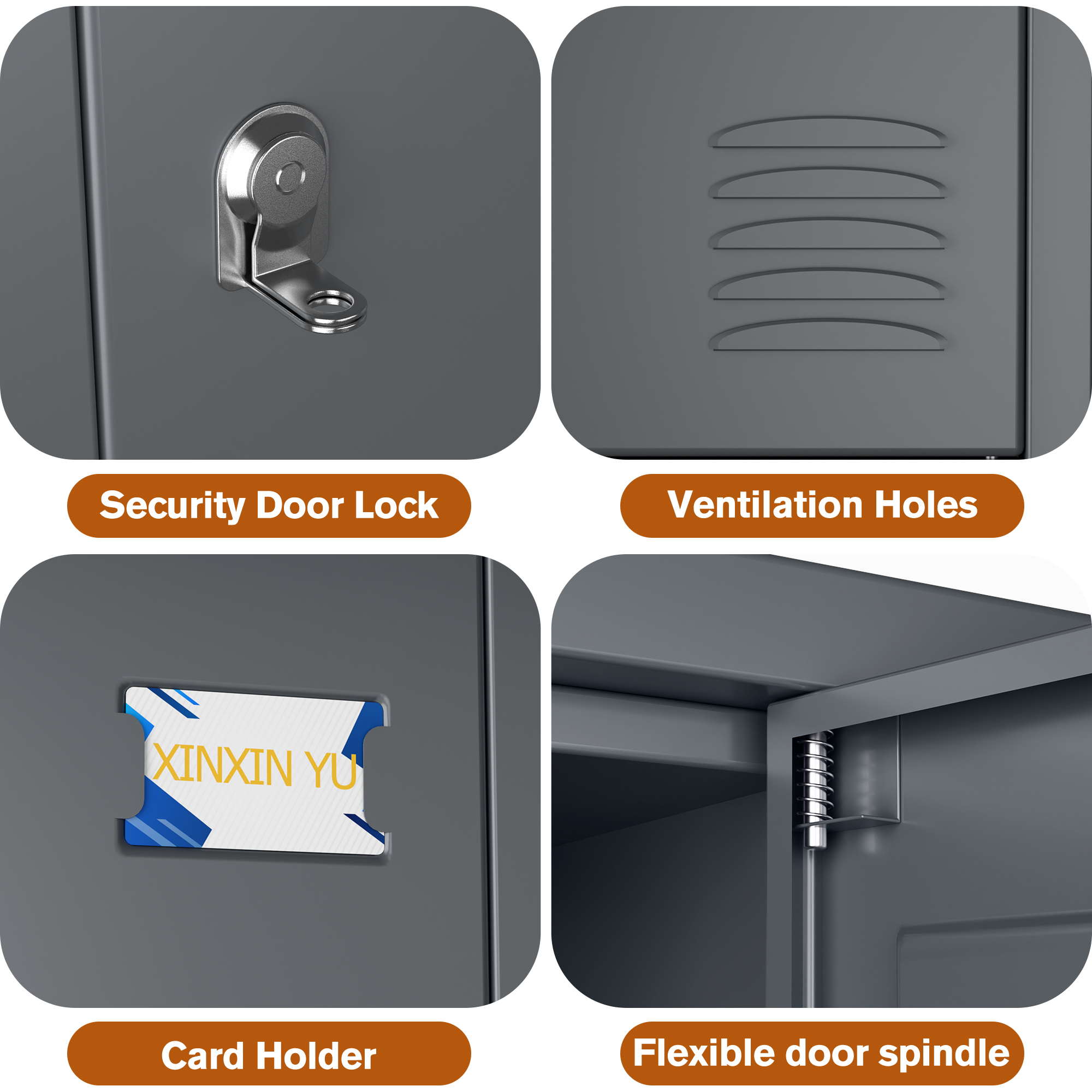 Aobabo 15 Doors Metal Storage Locker for Employees,Dark Grey