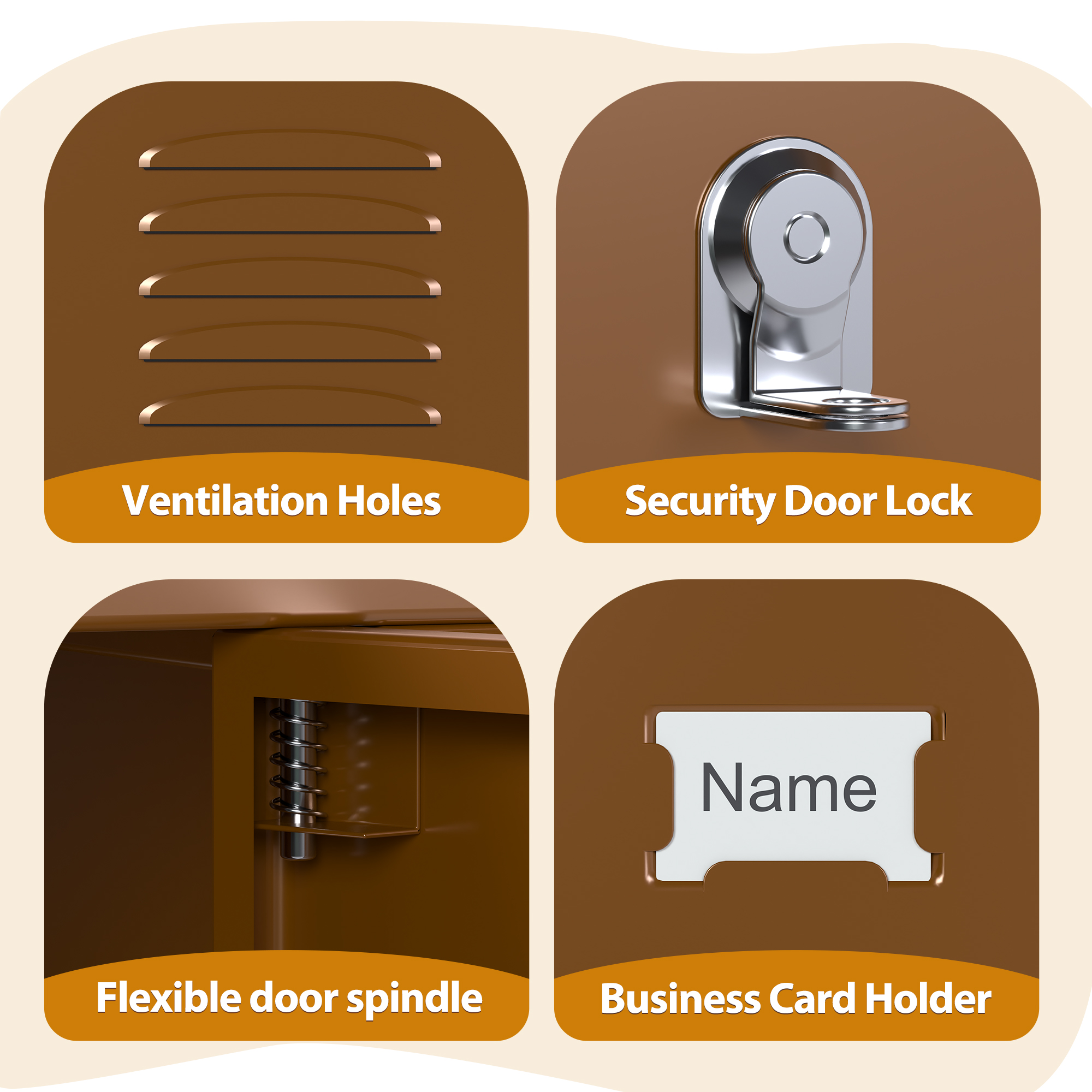 Aobabo metal storage locker(18 doors-coffee)