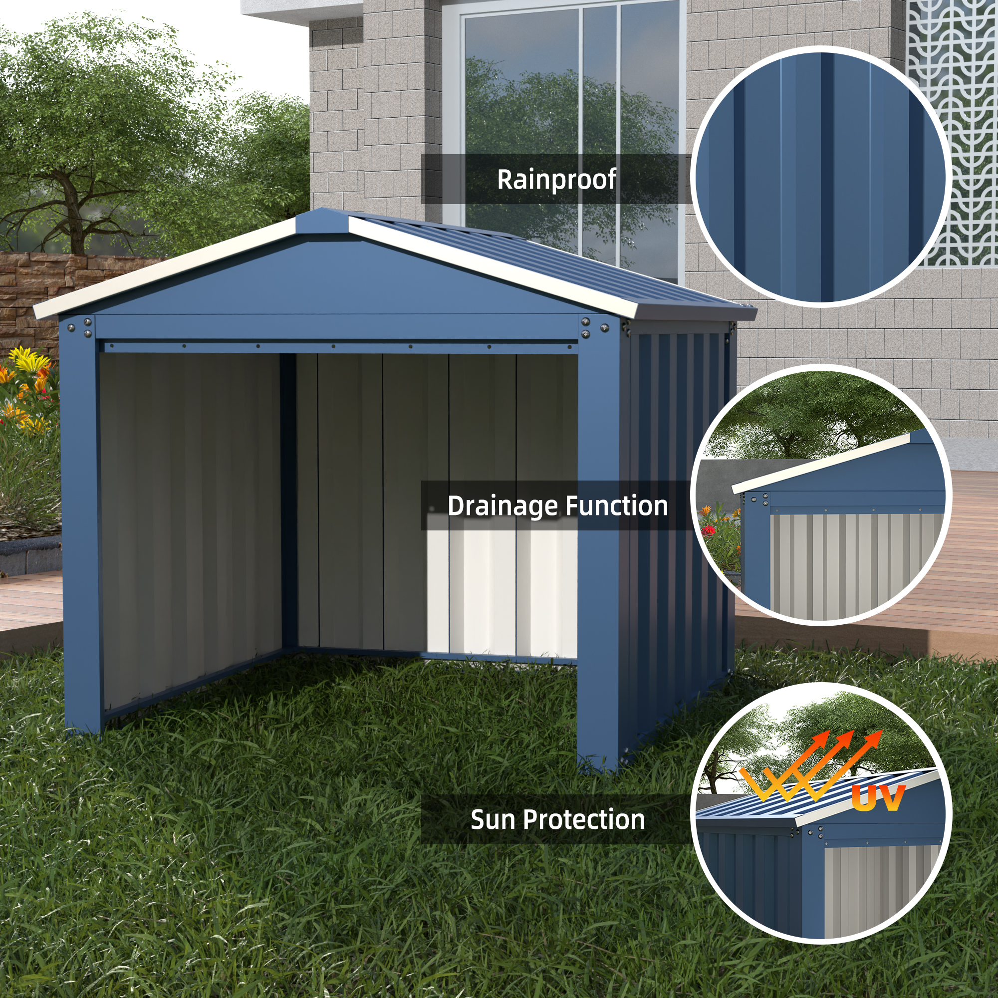Metal Outdoor Small Storage Shed 3FT x 3FT,Blue