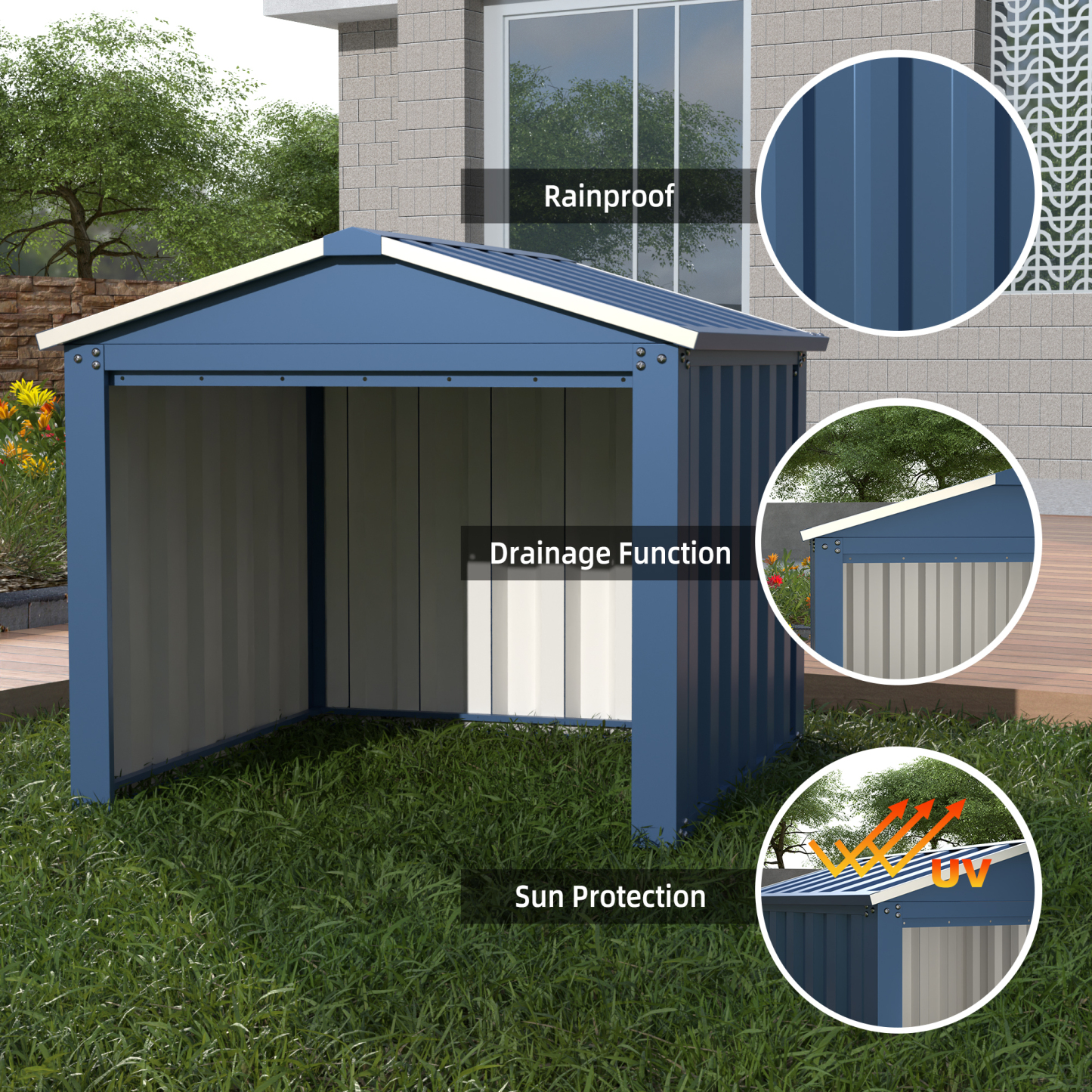 Metal Outdoor Small Storage Shed 3FT x 3FT,Blue