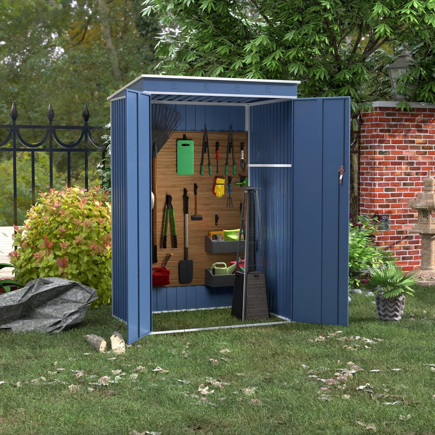 Aobabo Metal Outdoor Storage Shed 4FT x 3FT, Blue (D 644)