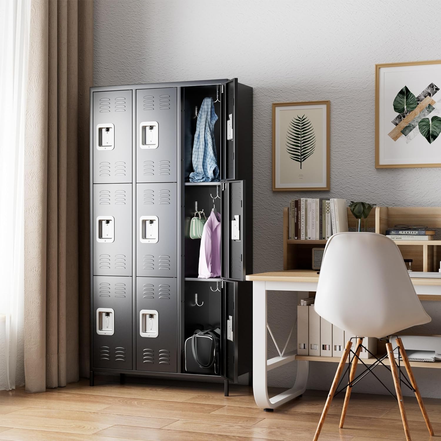 Aobabo Metal Lockers for Employees with Lock (9 Door-Black)