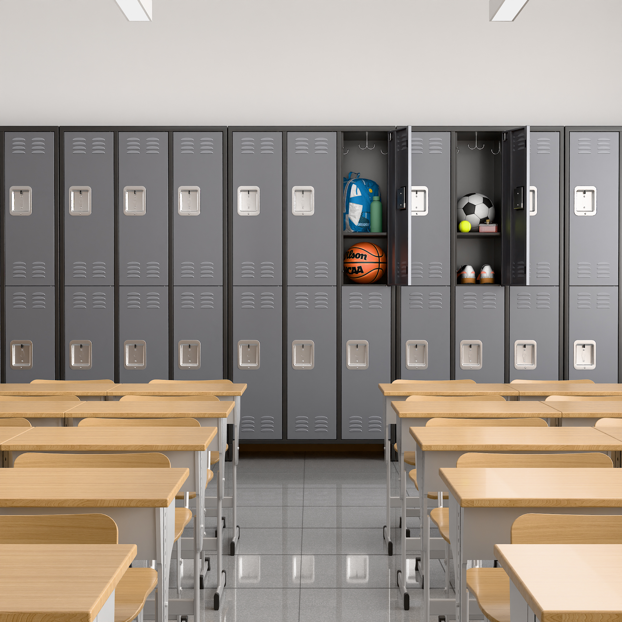 Aobabo Metal Storage Locker (6 Door-Black&Grey)