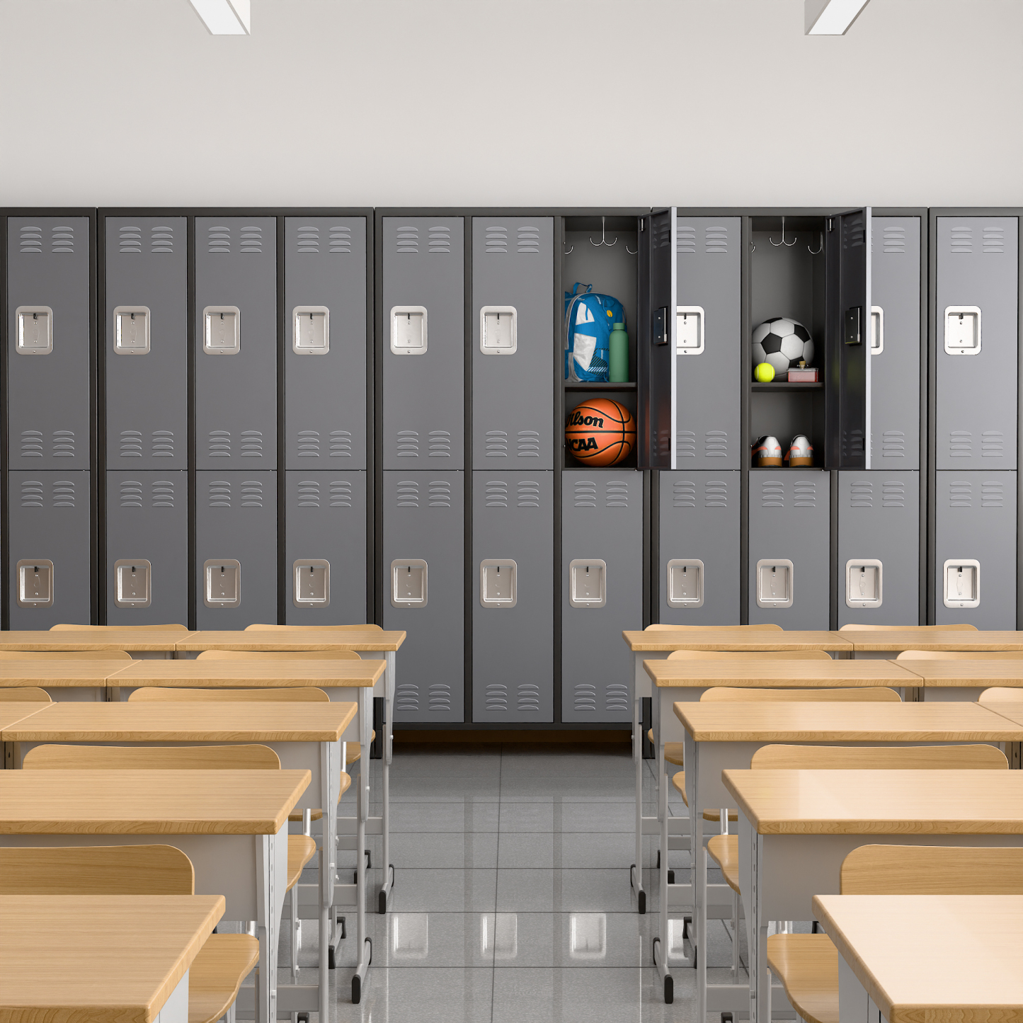 Aobabo Metal Storage Locker (6 Door-Black&Grey)