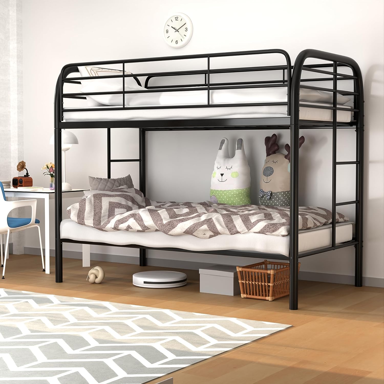 Aobabo Metal Bunk Bed (Twin-Over-Twin)