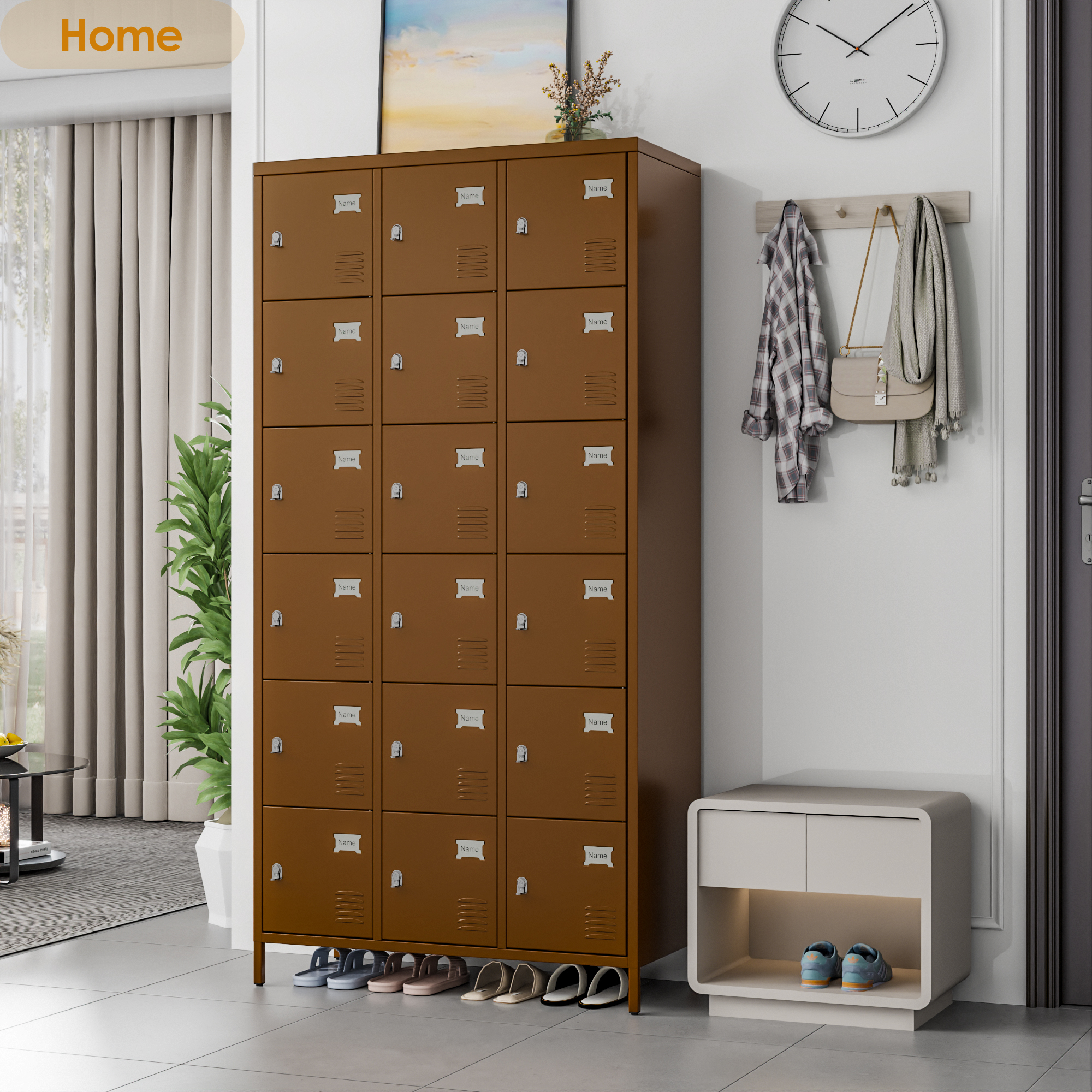 Aobabo metal storage locker(18 doors-coffee)