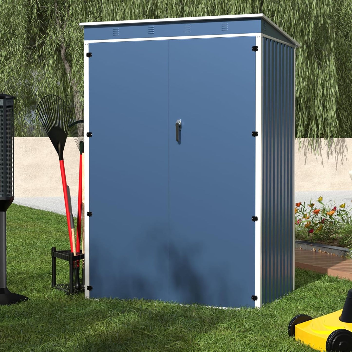 Aobabo Metal Outdoor Storage Shed 4FT x 3FT, Blue (D 644)