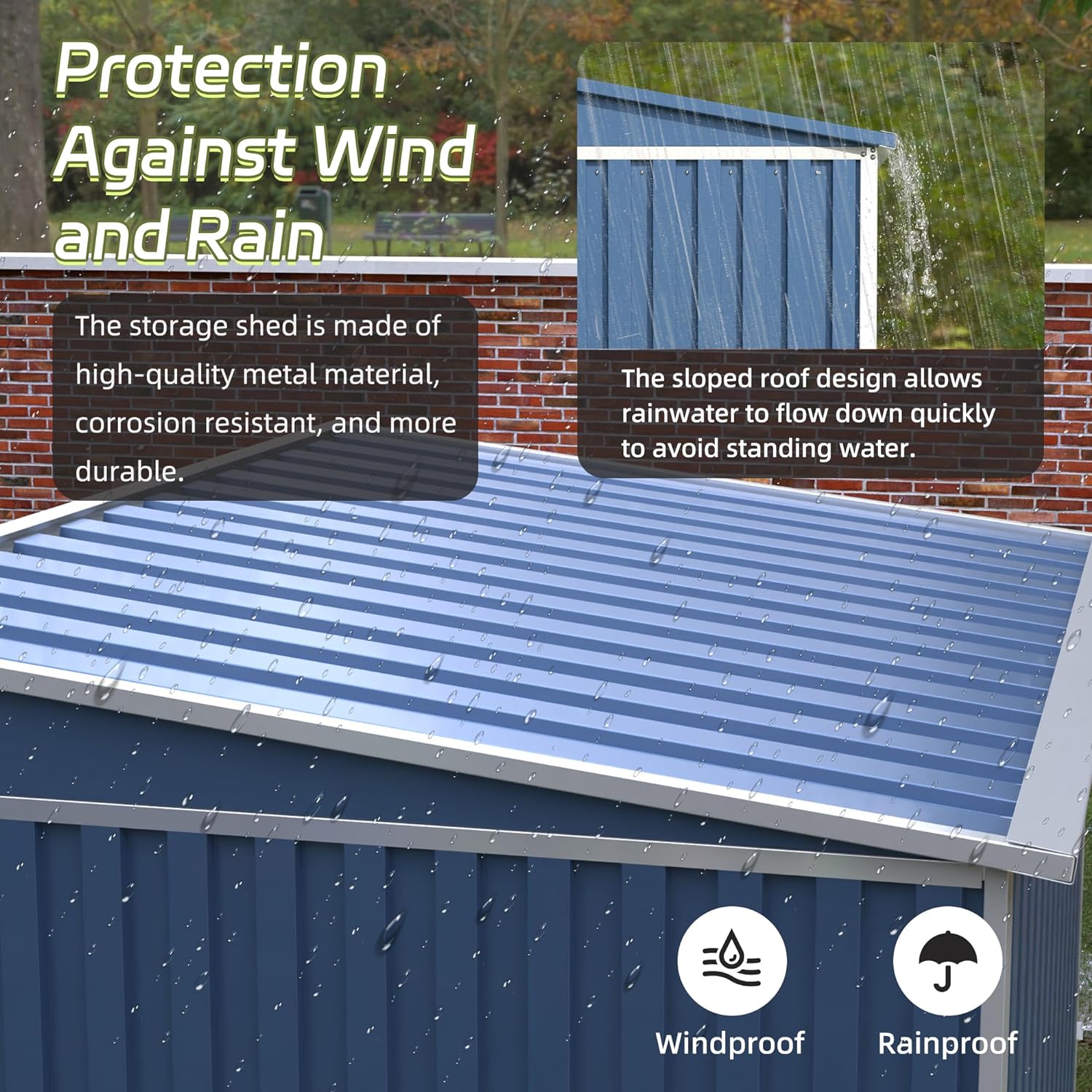 Aobabo Metal Outdoor Storage Shed 4FT x 3FT, Blue (D 644)