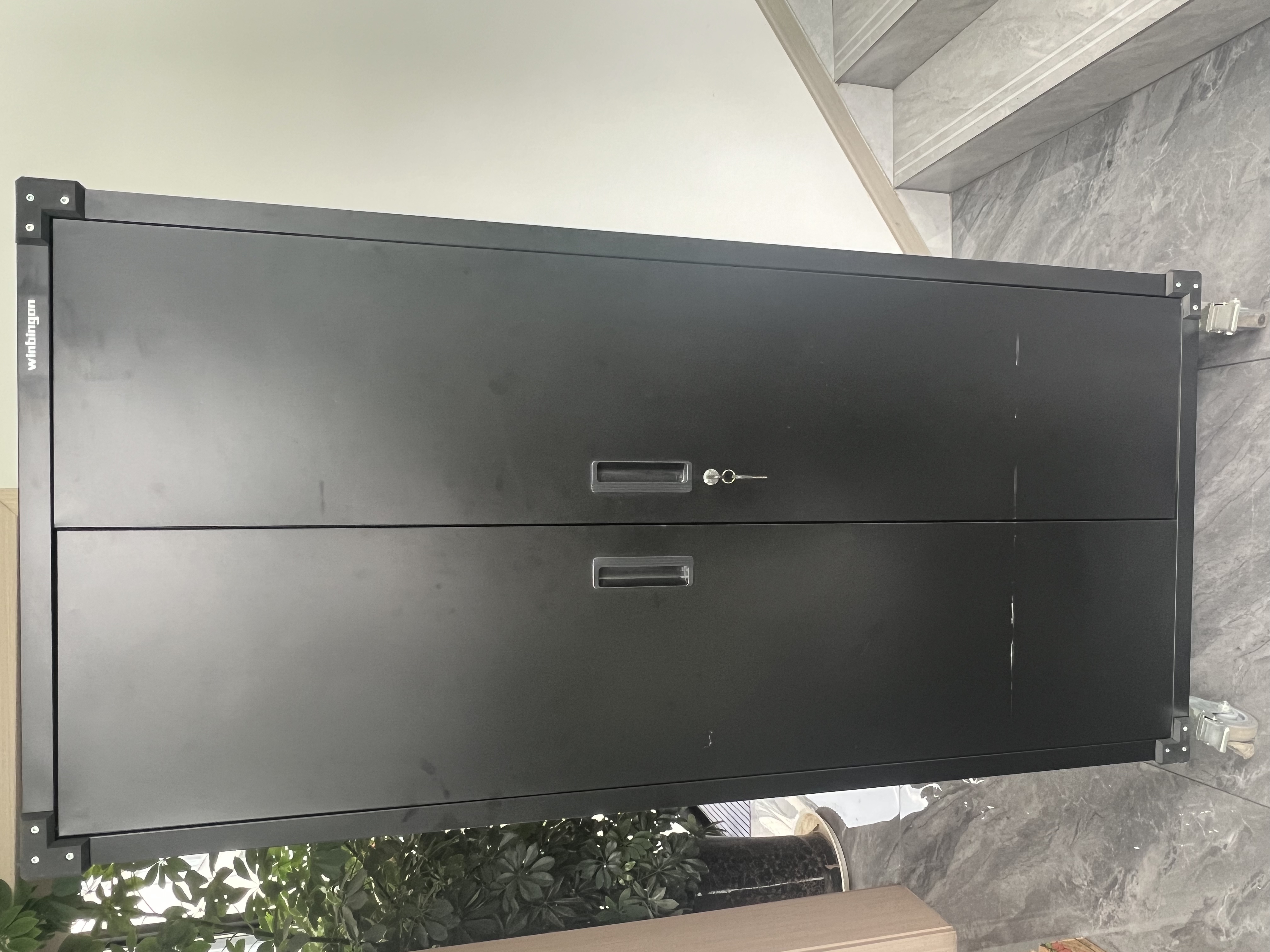 Winbingon Garage Storage Cabinet with Wheels Black