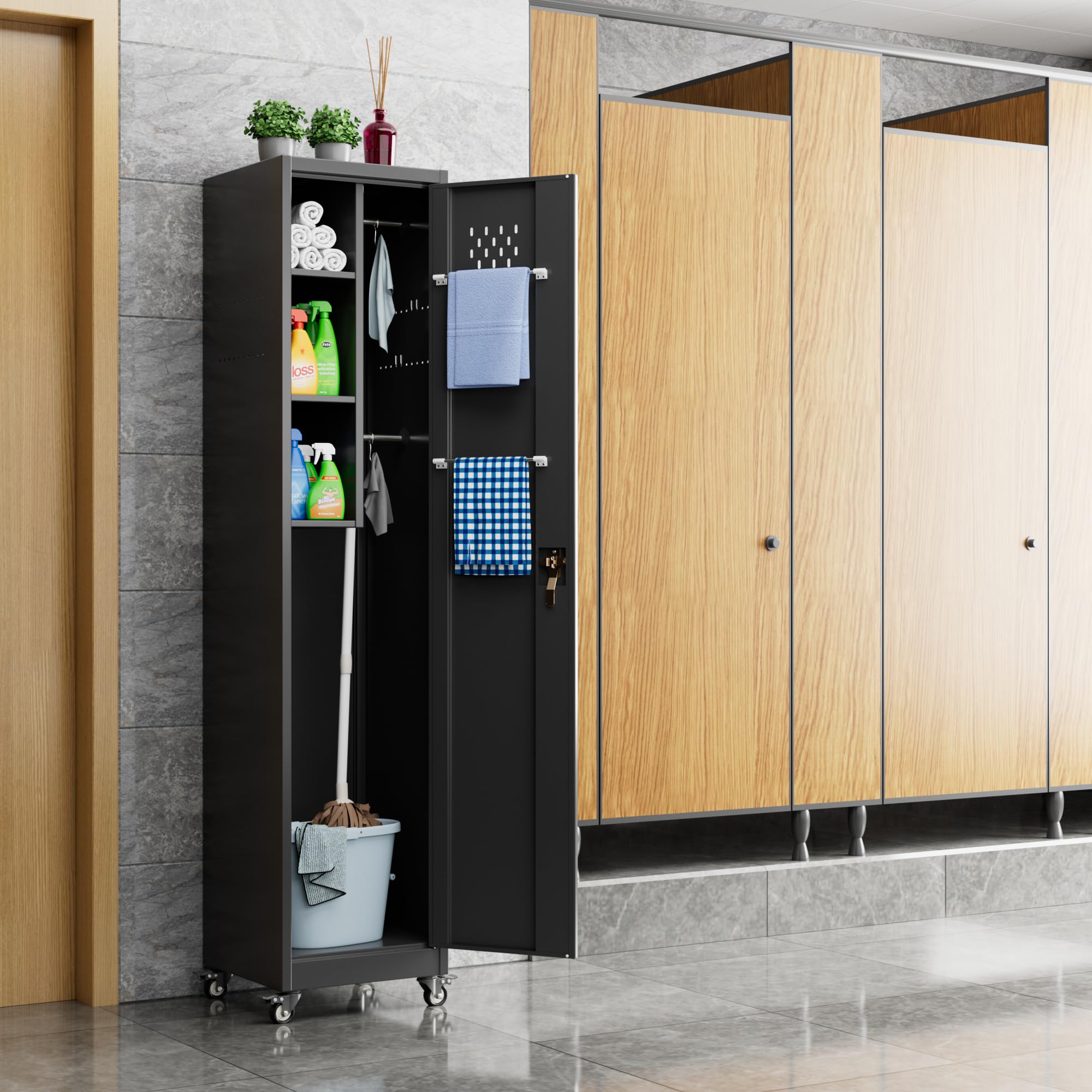  Metal Cleaning Tool Cabinet with Hooks