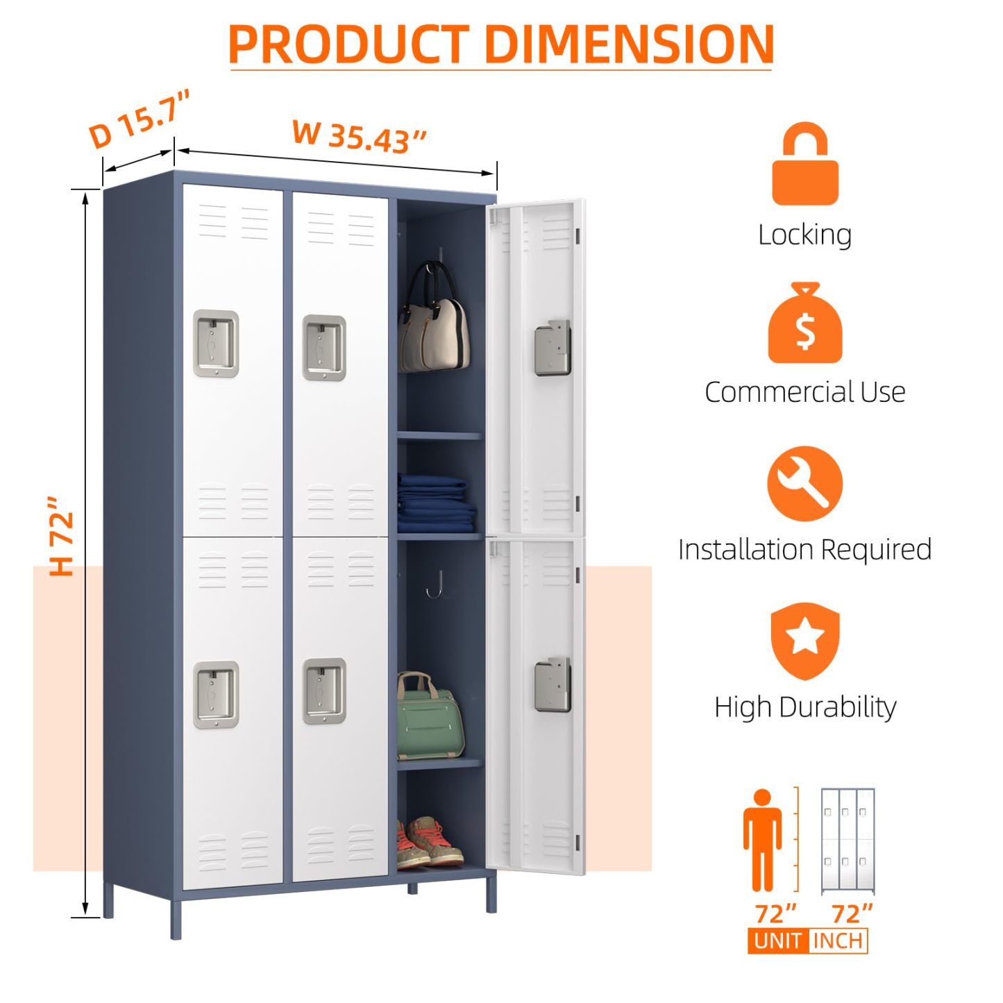 Aobabo Metal Office Storage Lockers（gray and white）