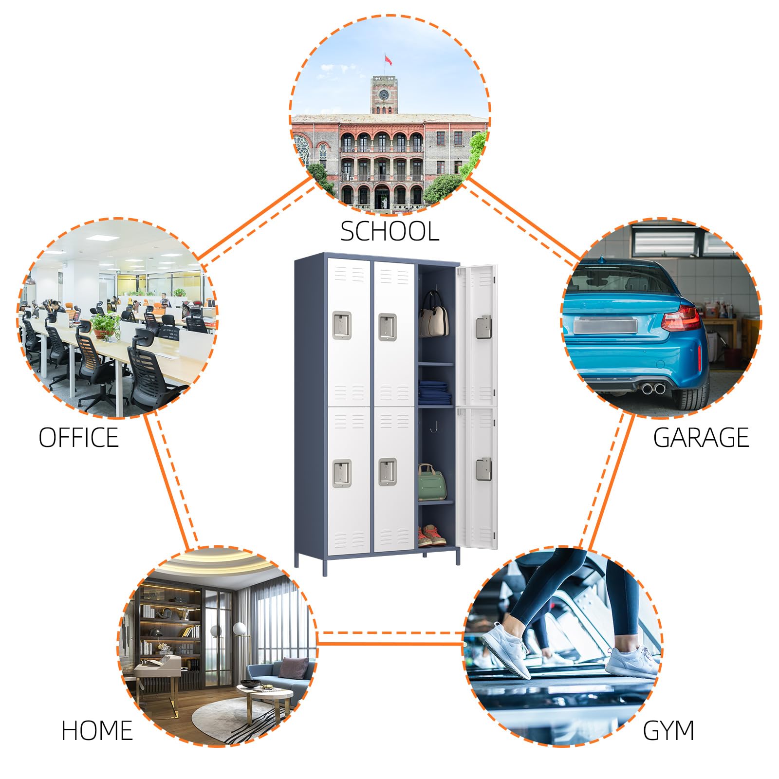 Aobabo Metal Office Storage Lockers（gray and white）