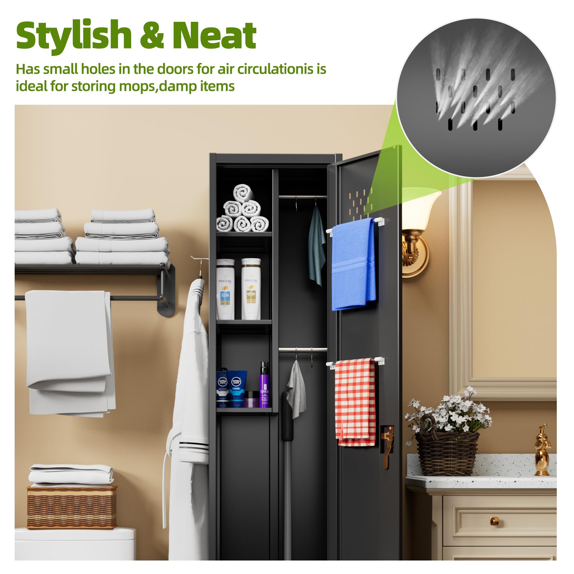  Metal Cleaning Tool Cabinet with Hooks