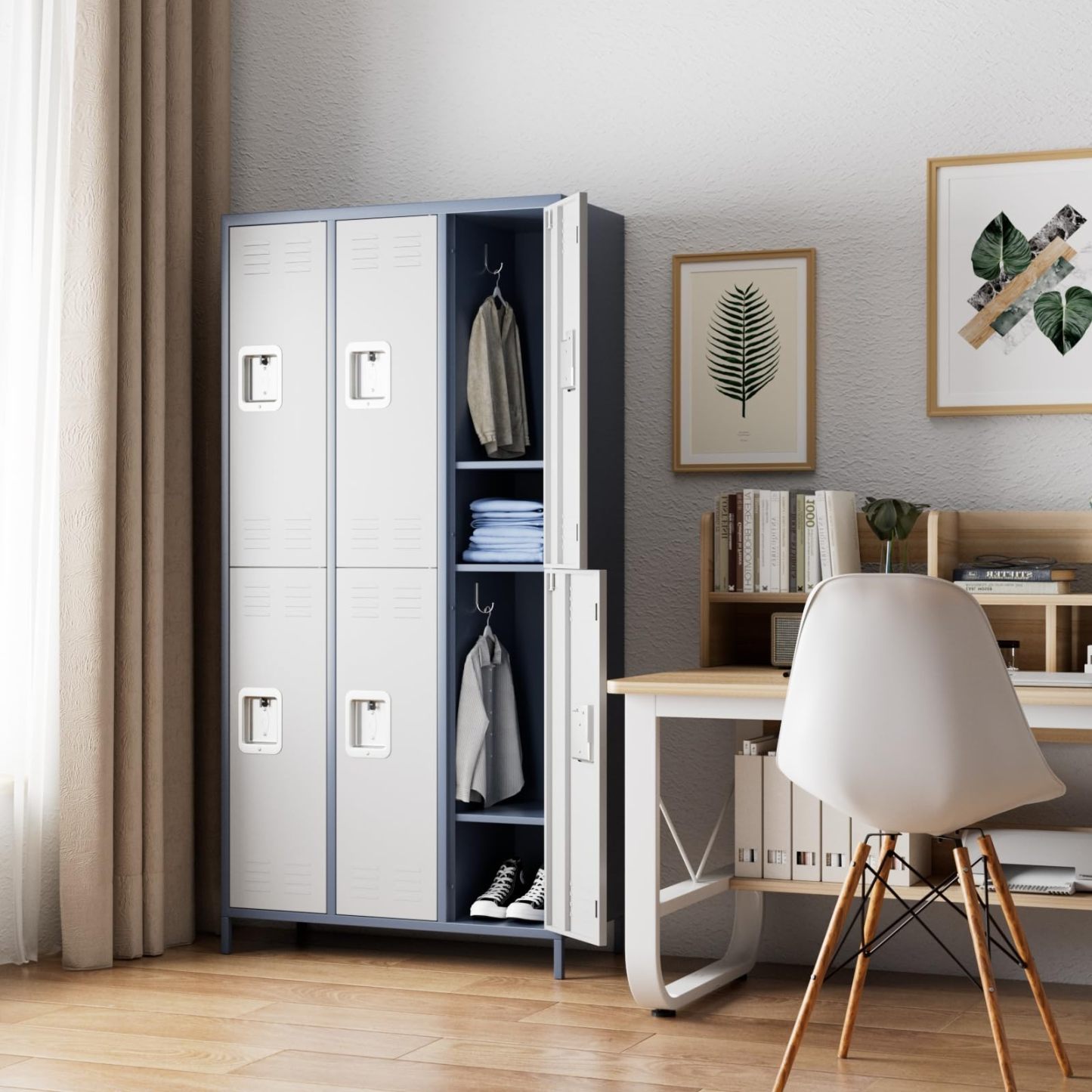 Aobabo Metal Office Storage Lockers（gray and white）