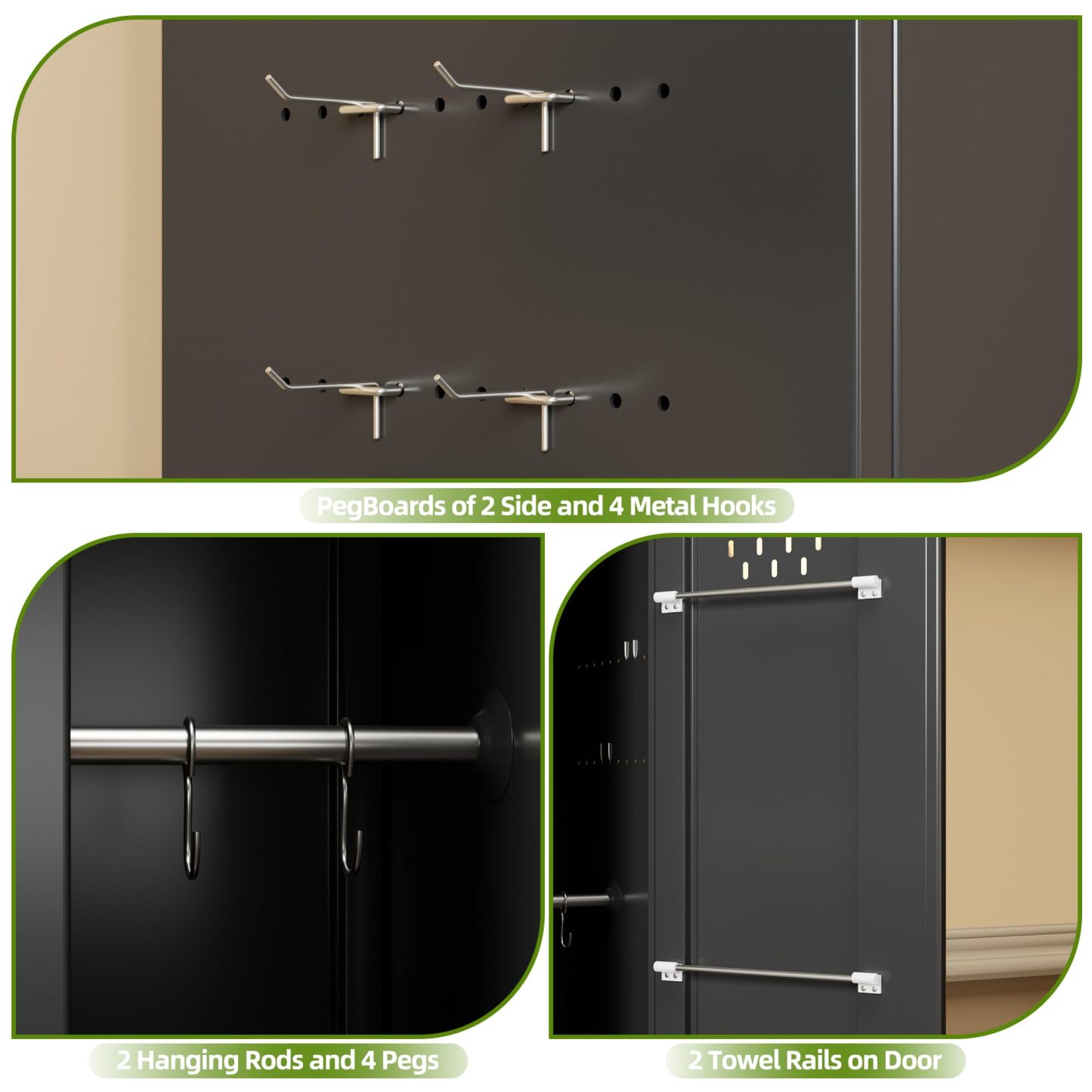  Metal Cleaning Tool Cabinet with Hooks