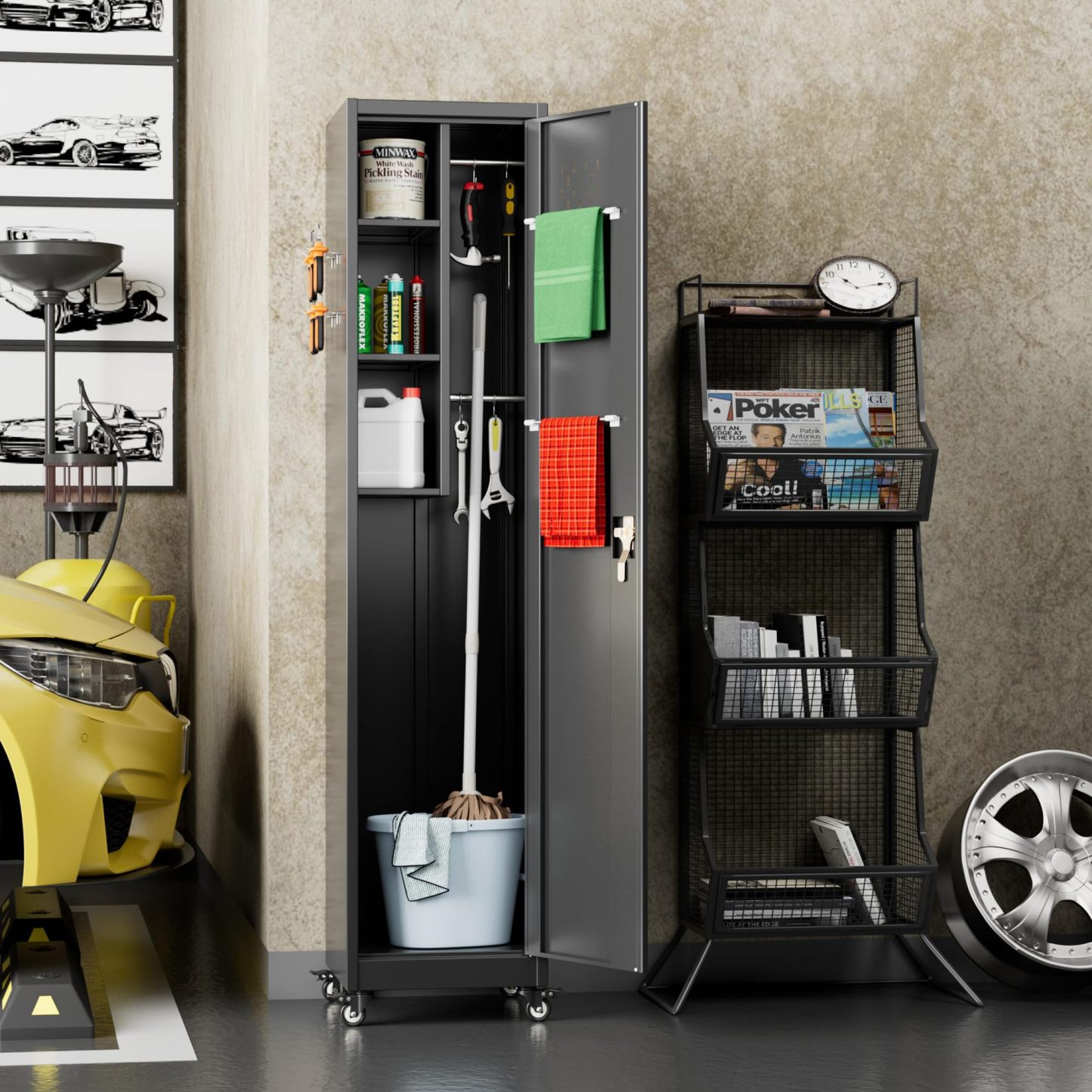  Metal Cleaning Tool Cabinet with Hooks