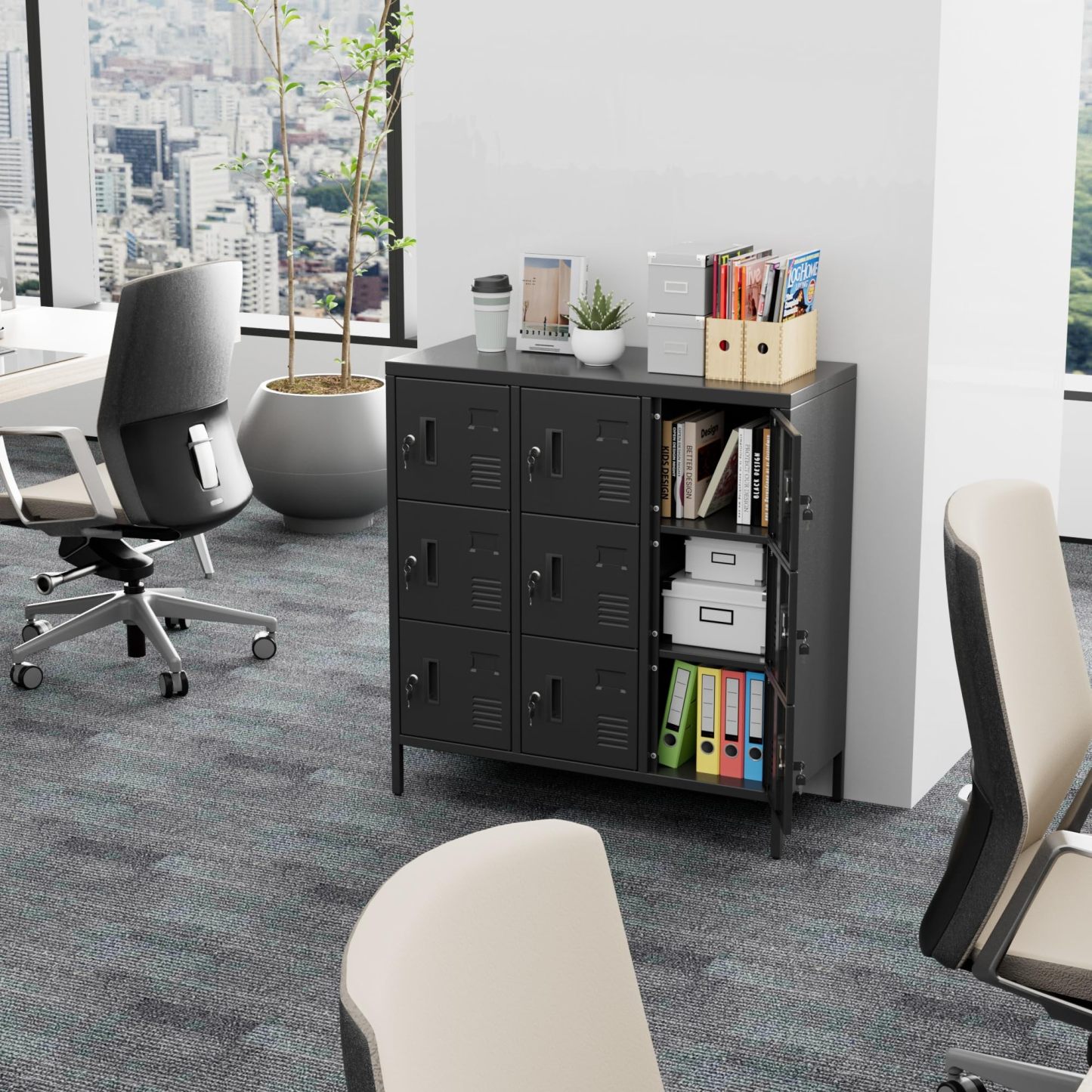 9 Doors Steel Storage Locker Cabinet , Black, Assembly Required