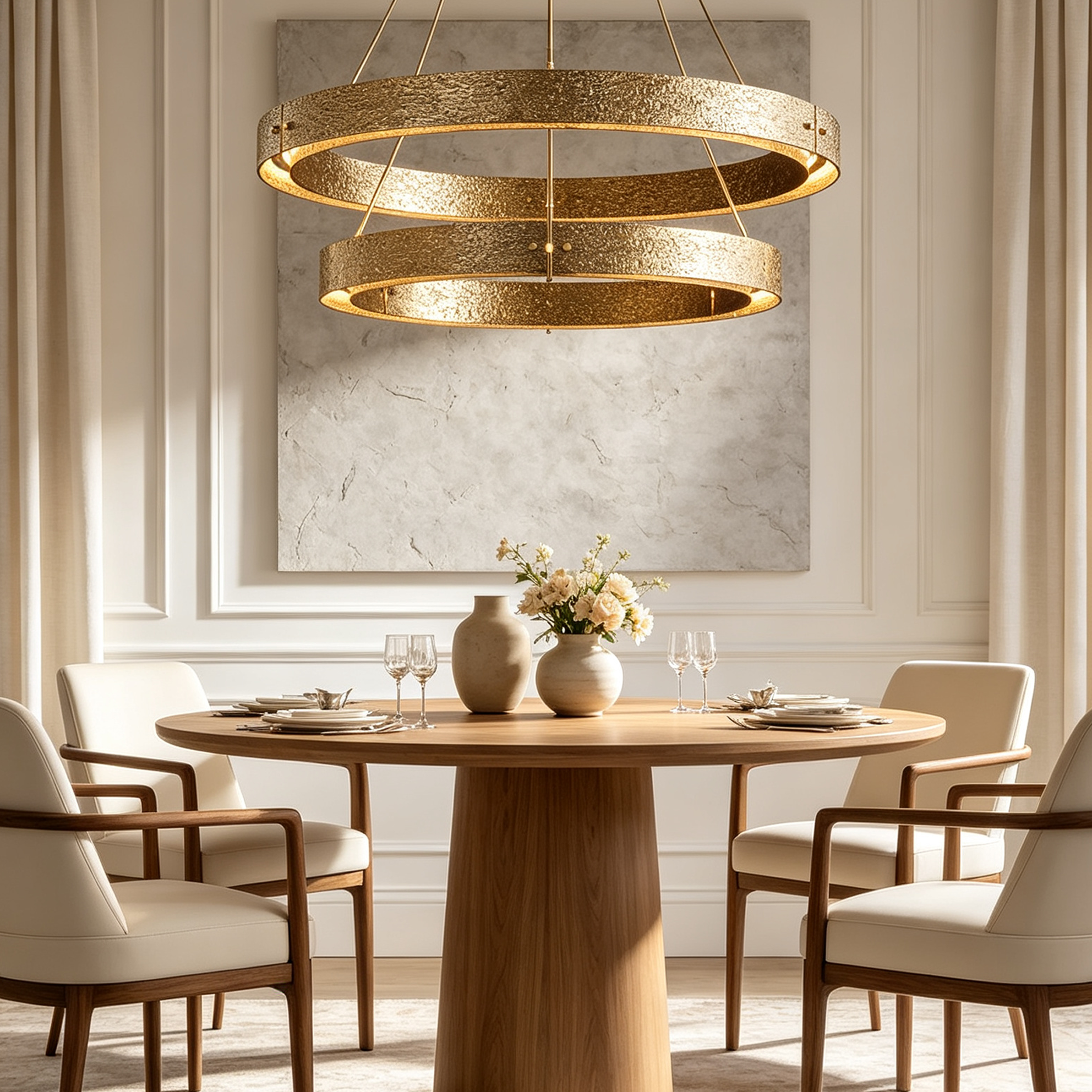Vouvray 2-tier Round Brass Chandelier D60"