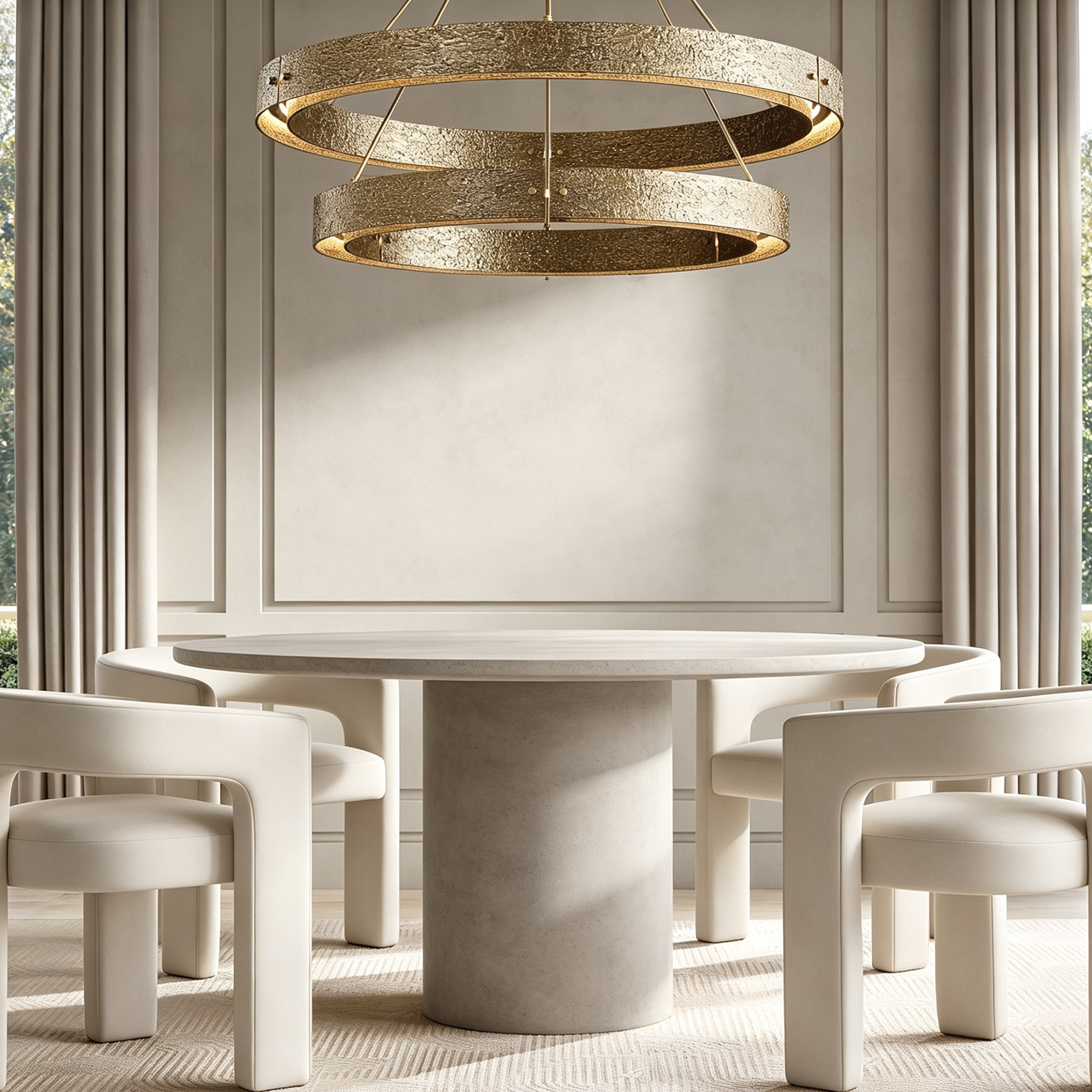 Vouvray 2-tier Round Brass Chandelier D48"