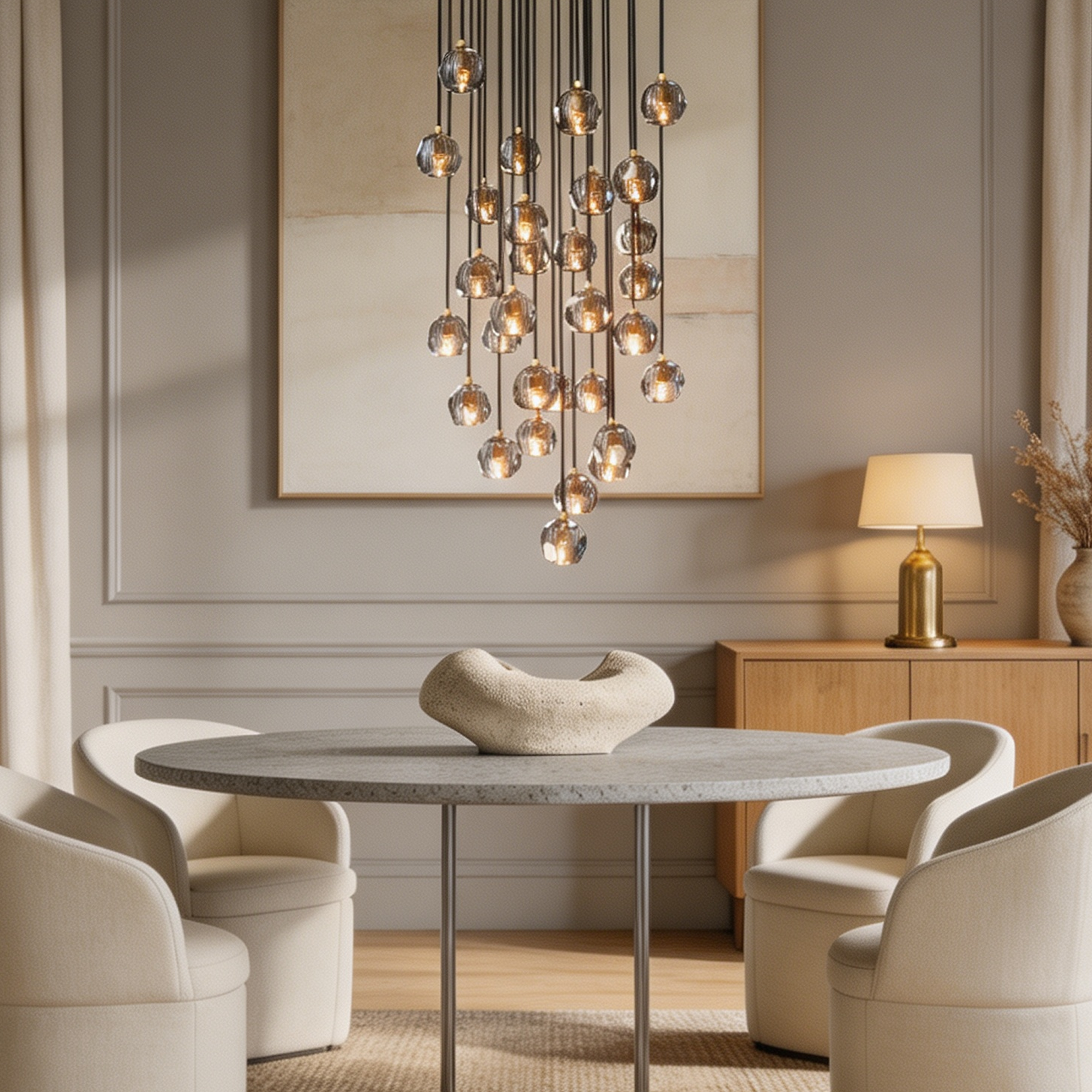 Boule De  Crystal Round Cluster Chandelier D 30"-lampselegant