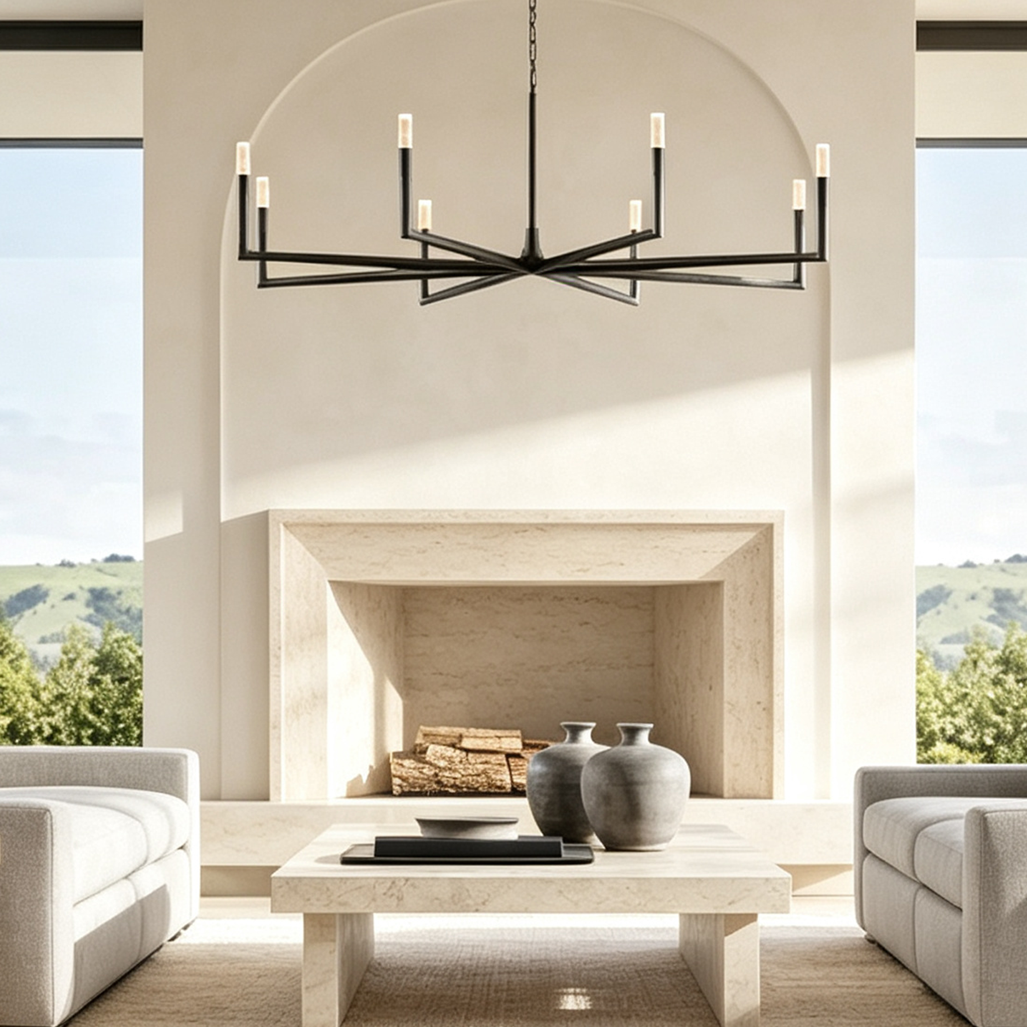 Thaddeus Round Chandelier 72" For Living Room