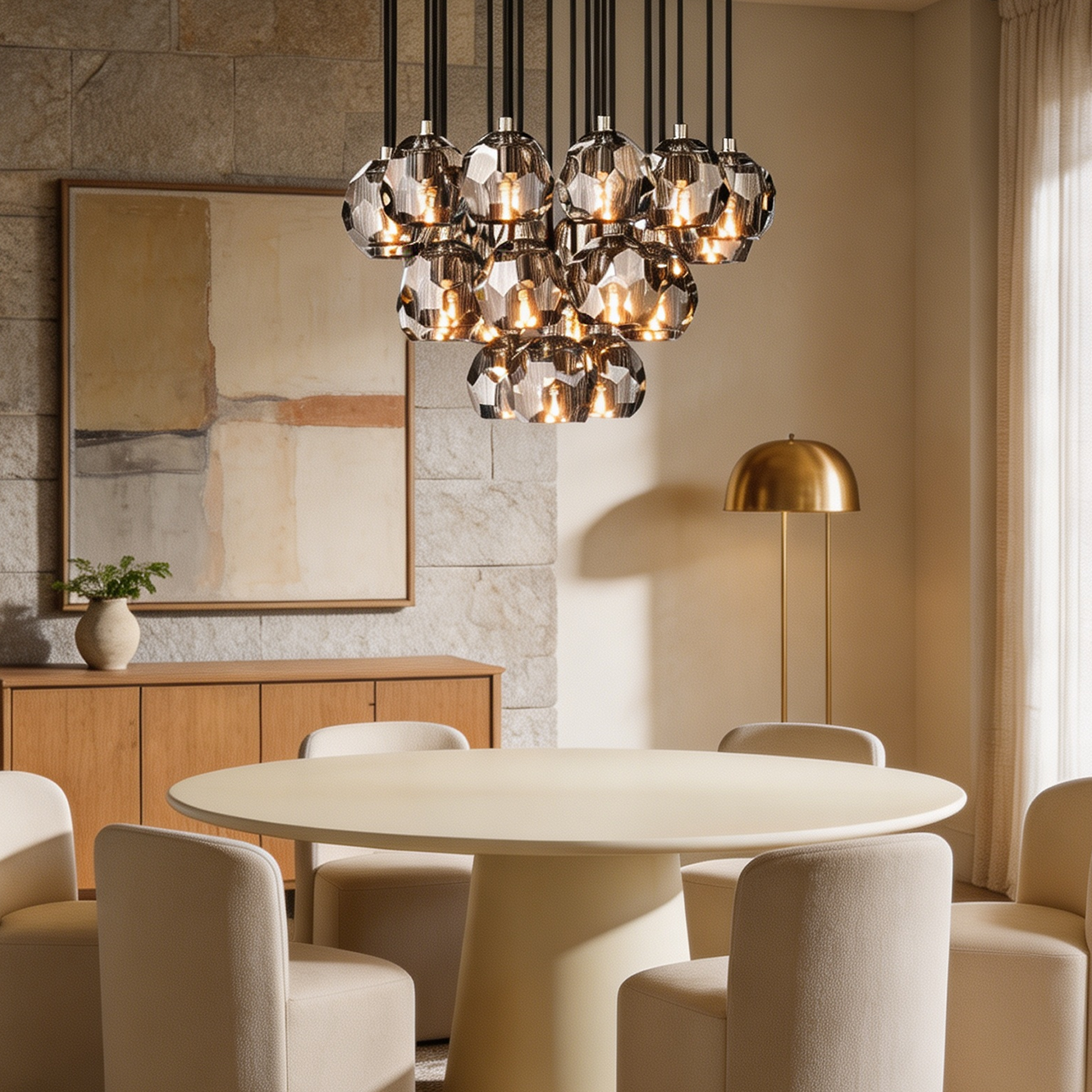 Boule De  Crystal Round Cluster Chandelier D 24"-lampselegant