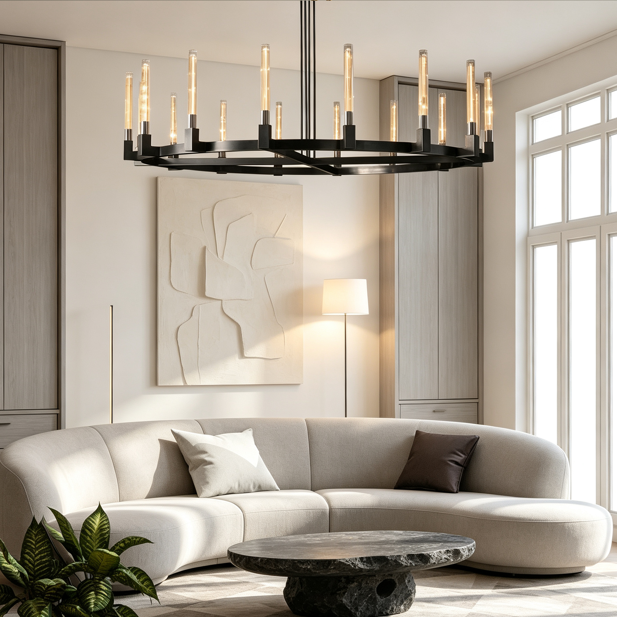 Cannele Round Chandelier 72" For Dinging Room