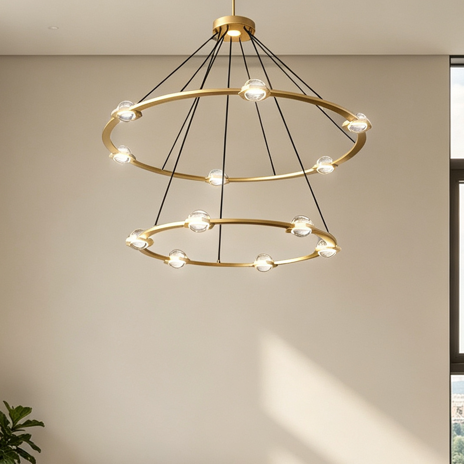 Eclatant Vintage Two-tier Round Chandelier 48"