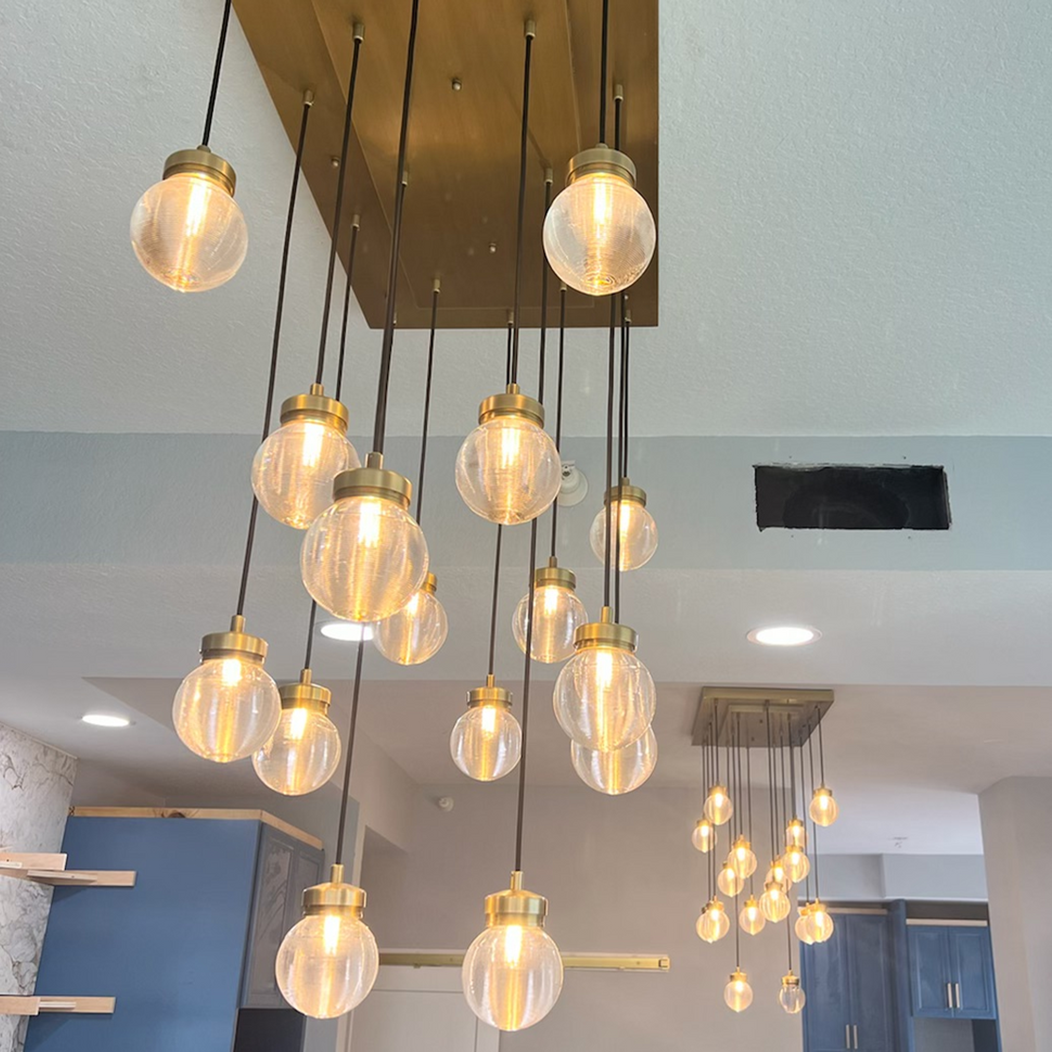 Pearl Linear Living Room Chandelier Vintage Light Fixture 54"