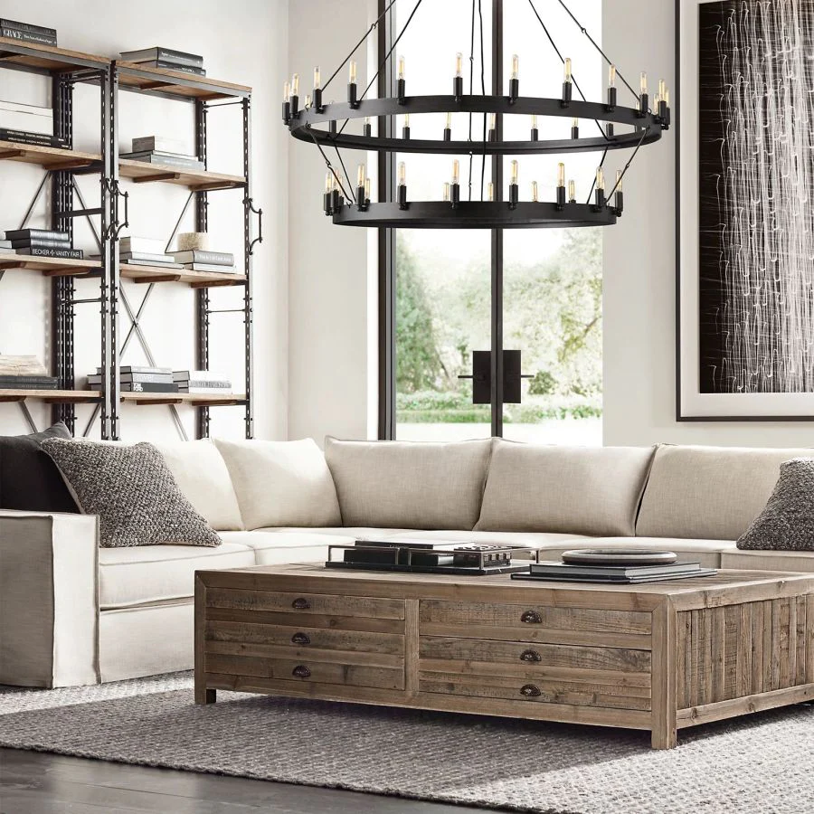 Camino Vintage Filamaent Two-Tier Chandelier 50" For Living Room-konalight