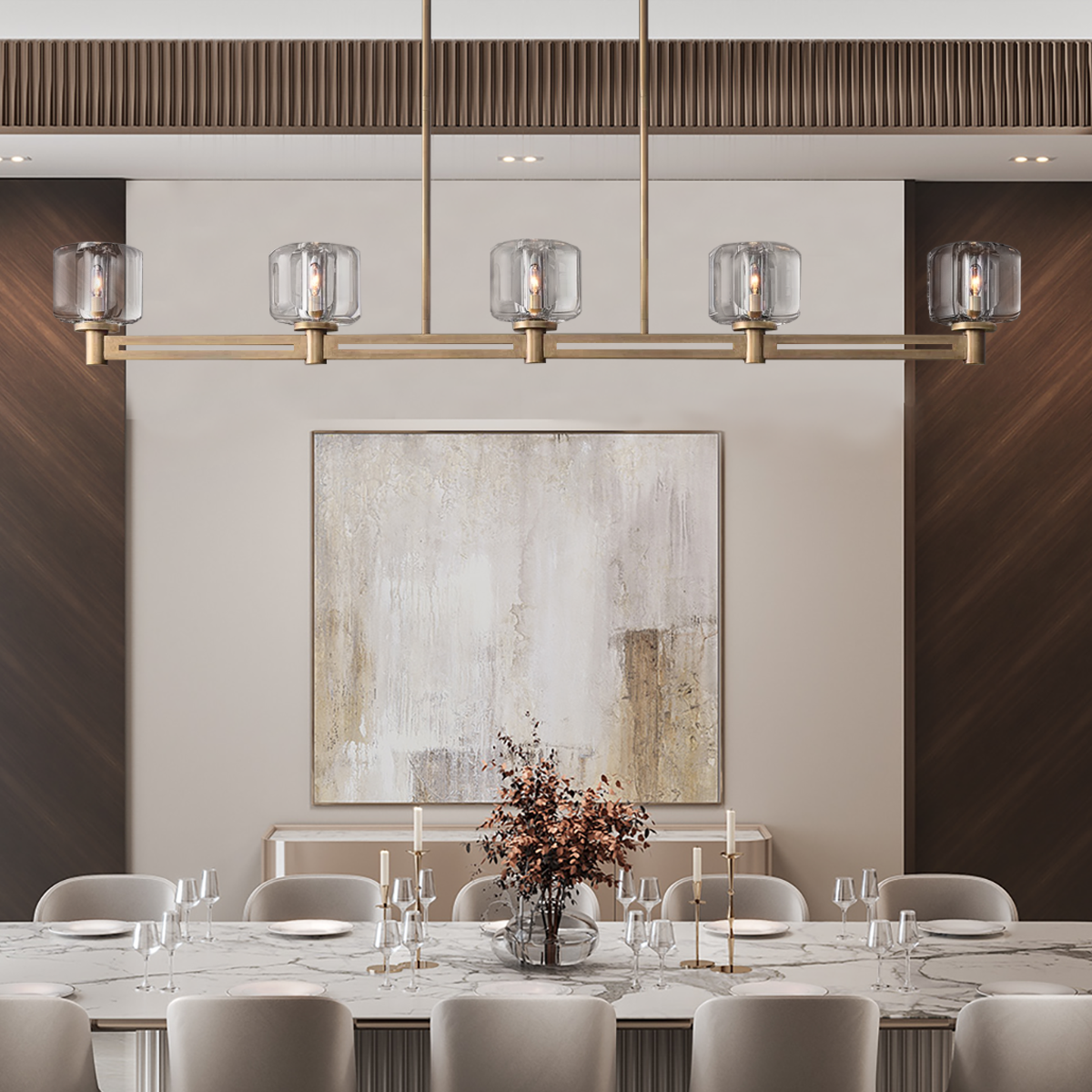 Demaret Linear Chandelier 54" for Living Room, Bedroom,Kitchen Island-konalight