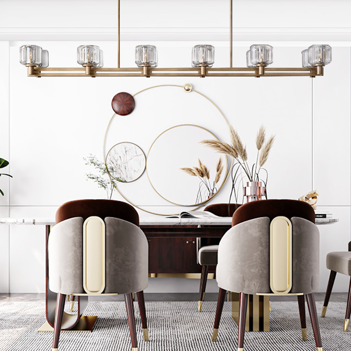 Demaret Double Linear Chandelier 72" for Living Room, Bedroom,Kitchen Island-konalight