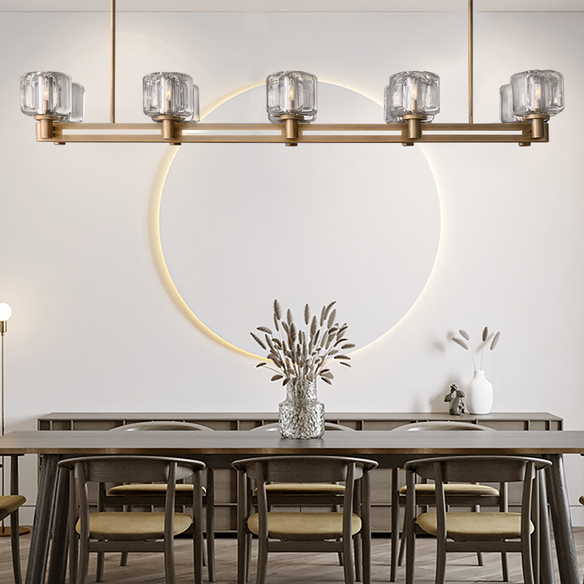 Demaret Double Linear Chandelier 54" for Living Room, Bedroom,Kitchen Island-konalight