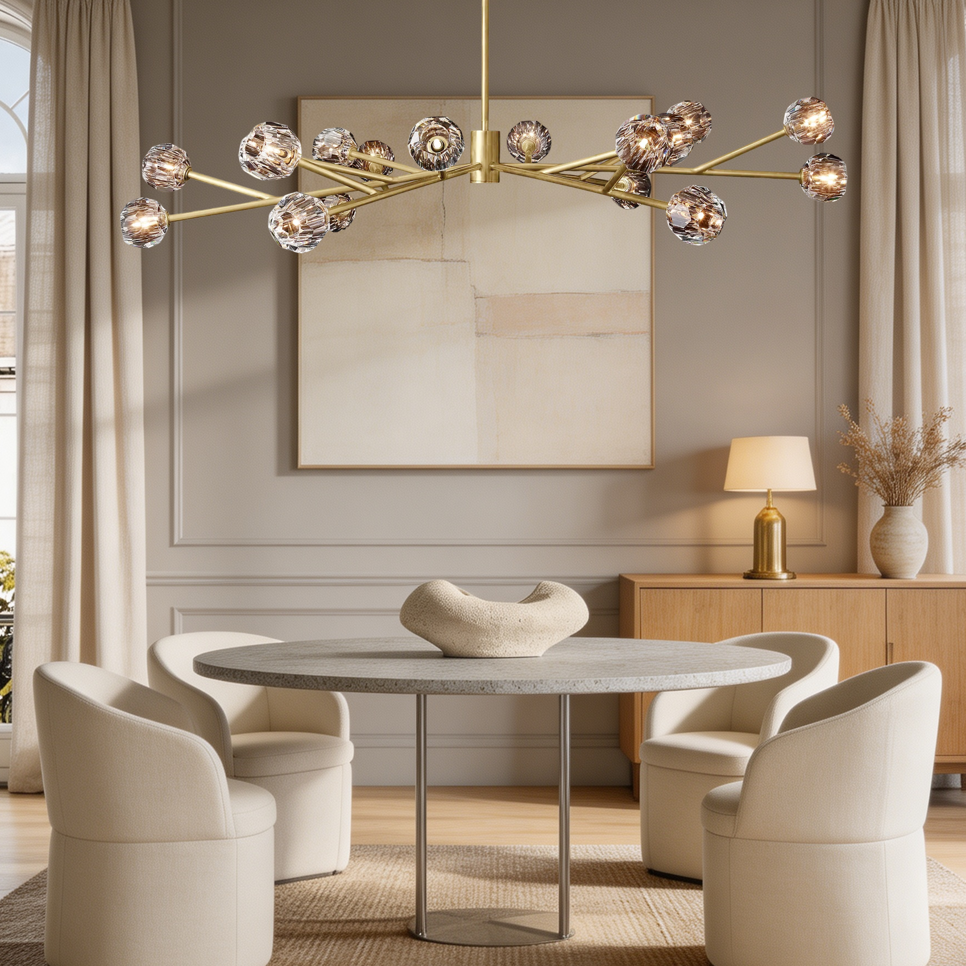 Boule De  Crystal Clear Chandelier 72"-lampselegant