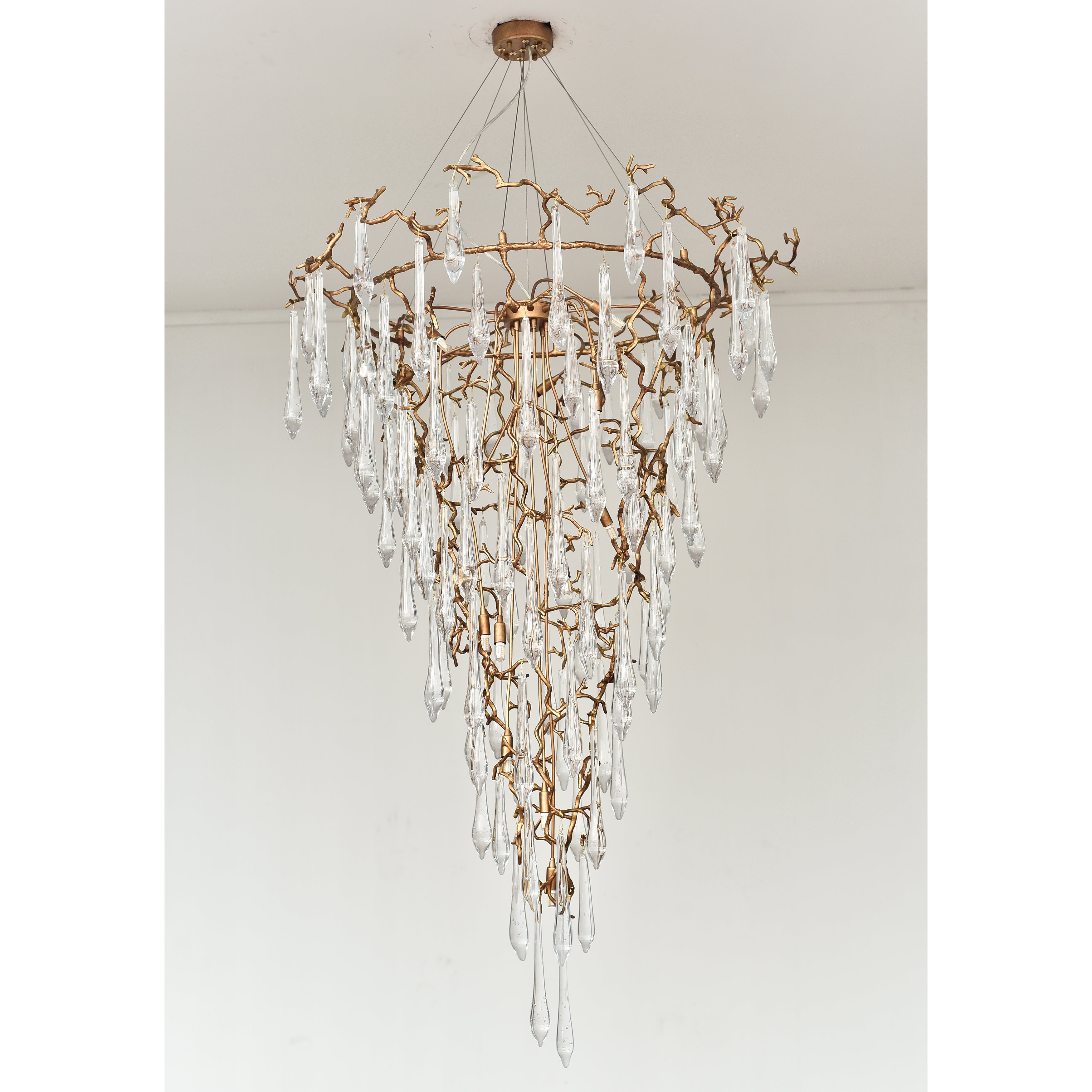 Branching Round Foyer Teardrop Chandelier-konalight