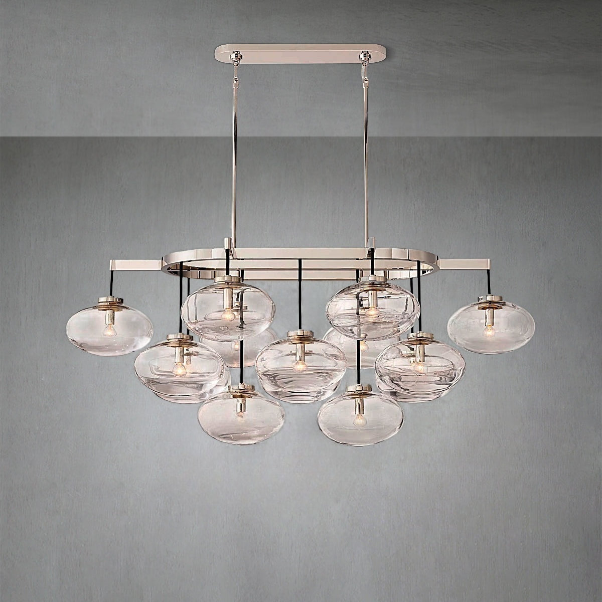 Curvette Clear Glass Linear Chandelier 54"