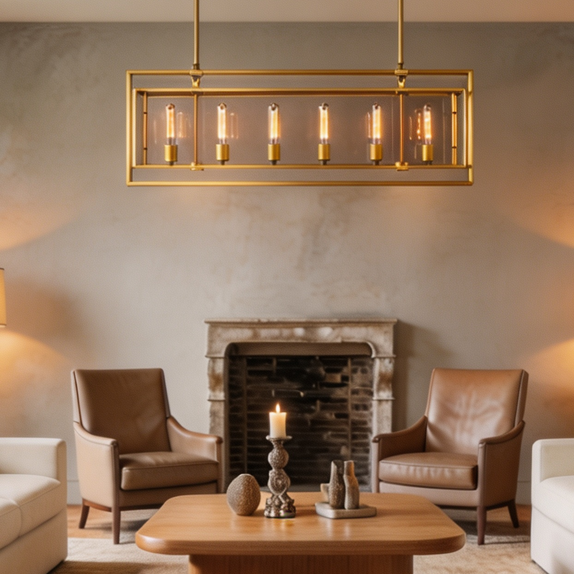 Michael Beck Rectangular Chandelier 54" For Living Room-lampselegant