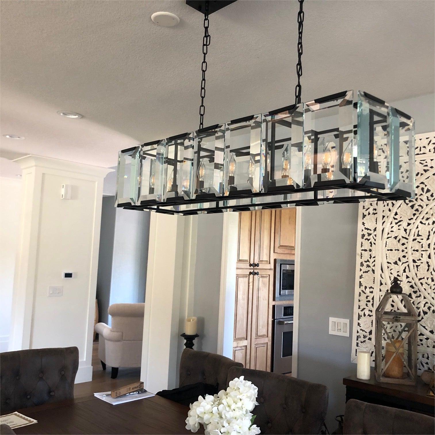 Harlow Crystal Rectangular Chandelier 54"/62"/74"-lampselegant