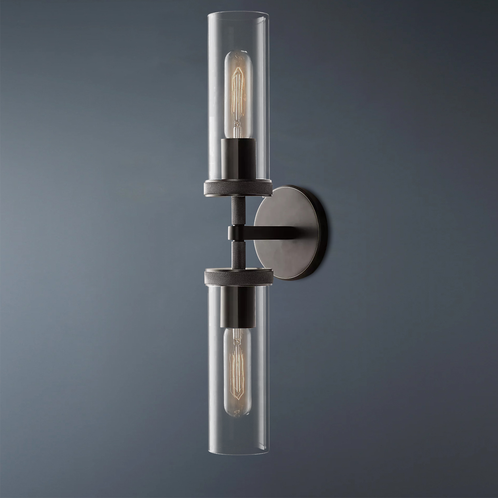 Embossed Tube Double Head Short Tube Wall Sconce-konalight
