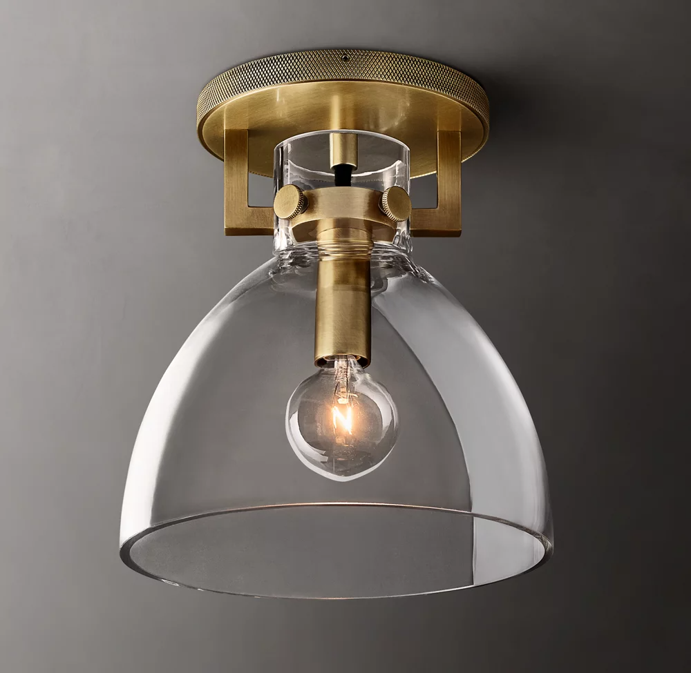 Machinist Round Glass Cylinder Shade Flushmount-konalight