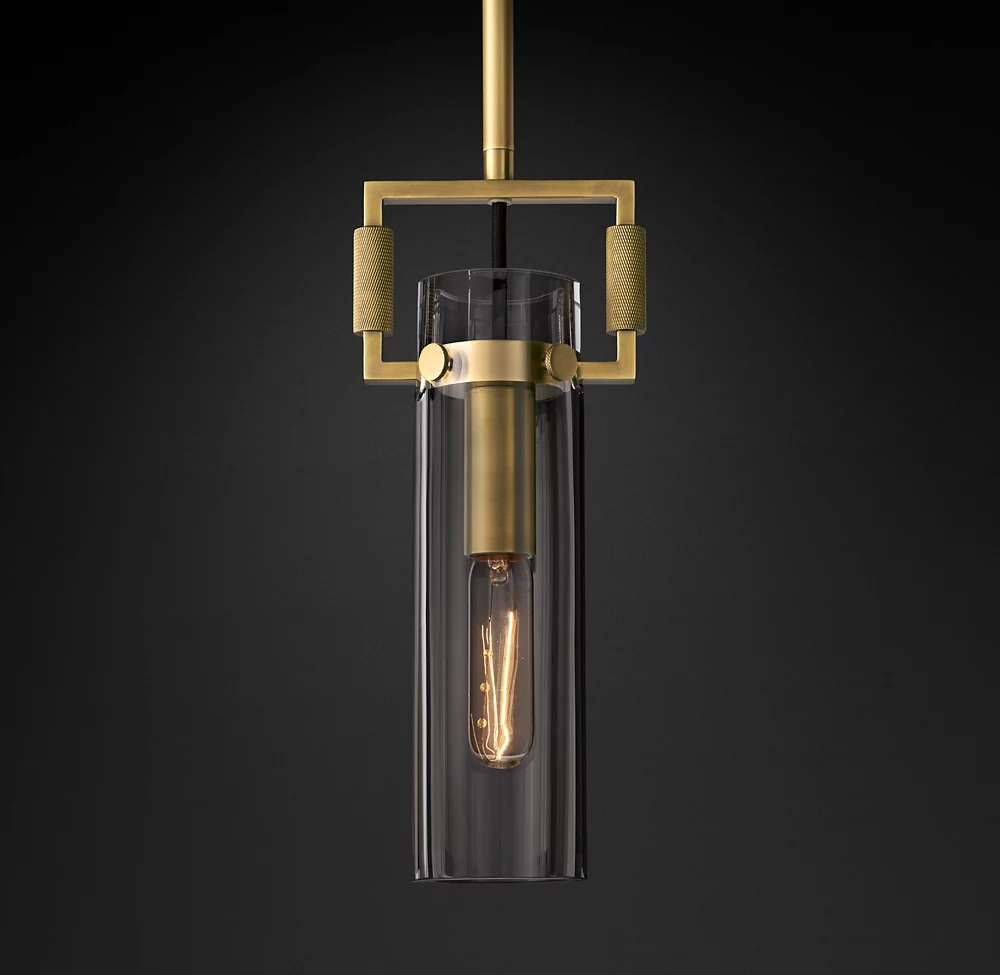 Machinist Glass Cylinder Shade Pendant Lamp-konalight