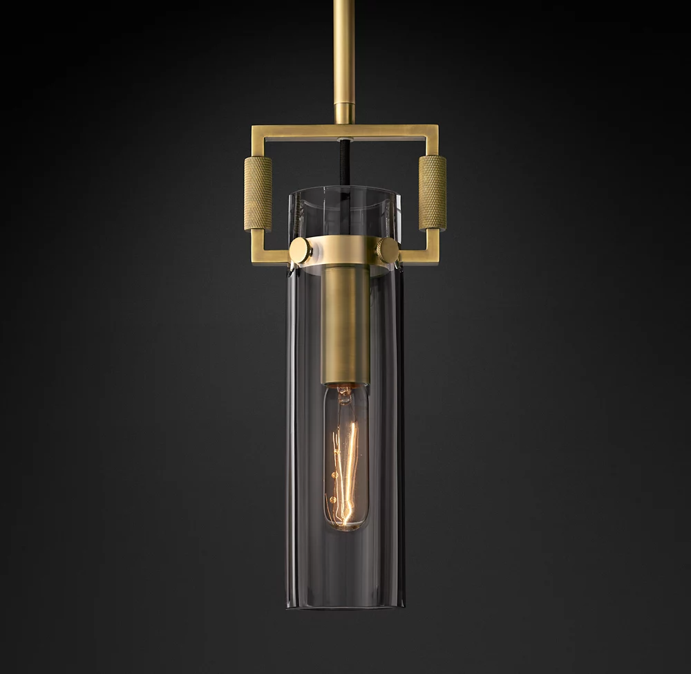 Machinist Glass Cylinder Shade Pendant Lamp