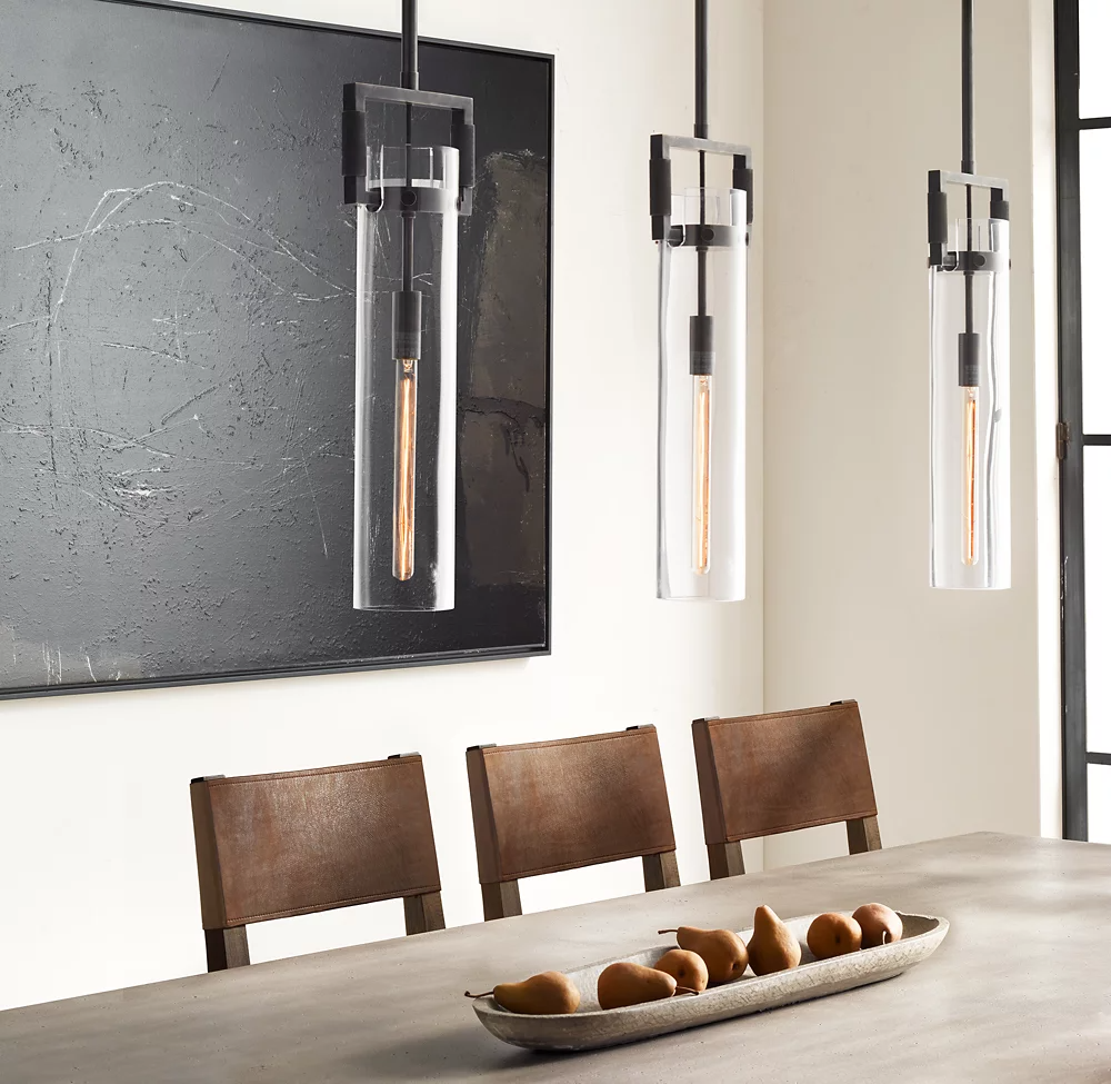 Machinist Glass Cylinder Shade Pendant Lamp-konalight